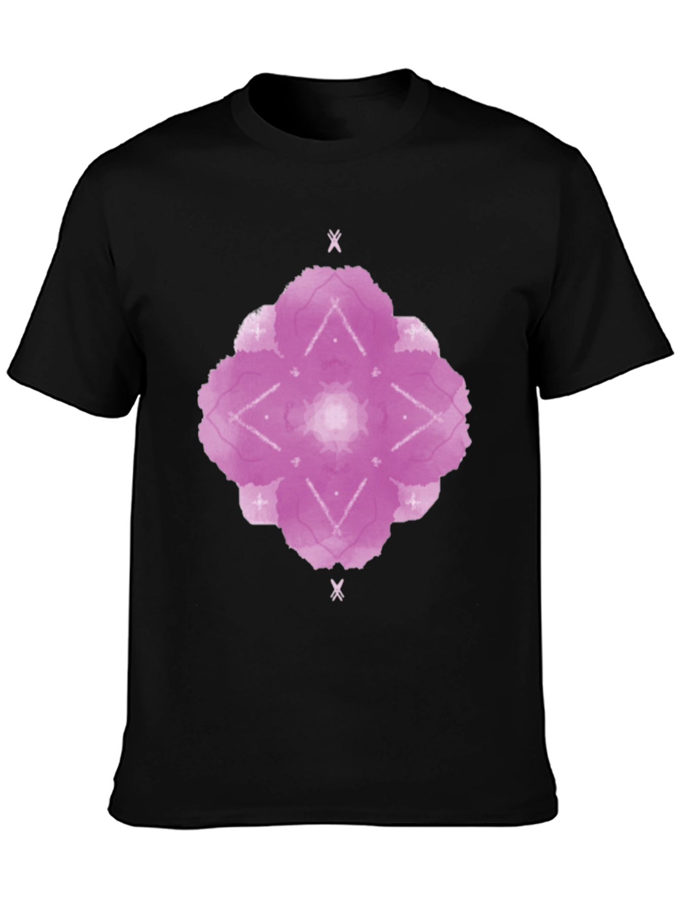Abstract Floral Print Black T-Shirt