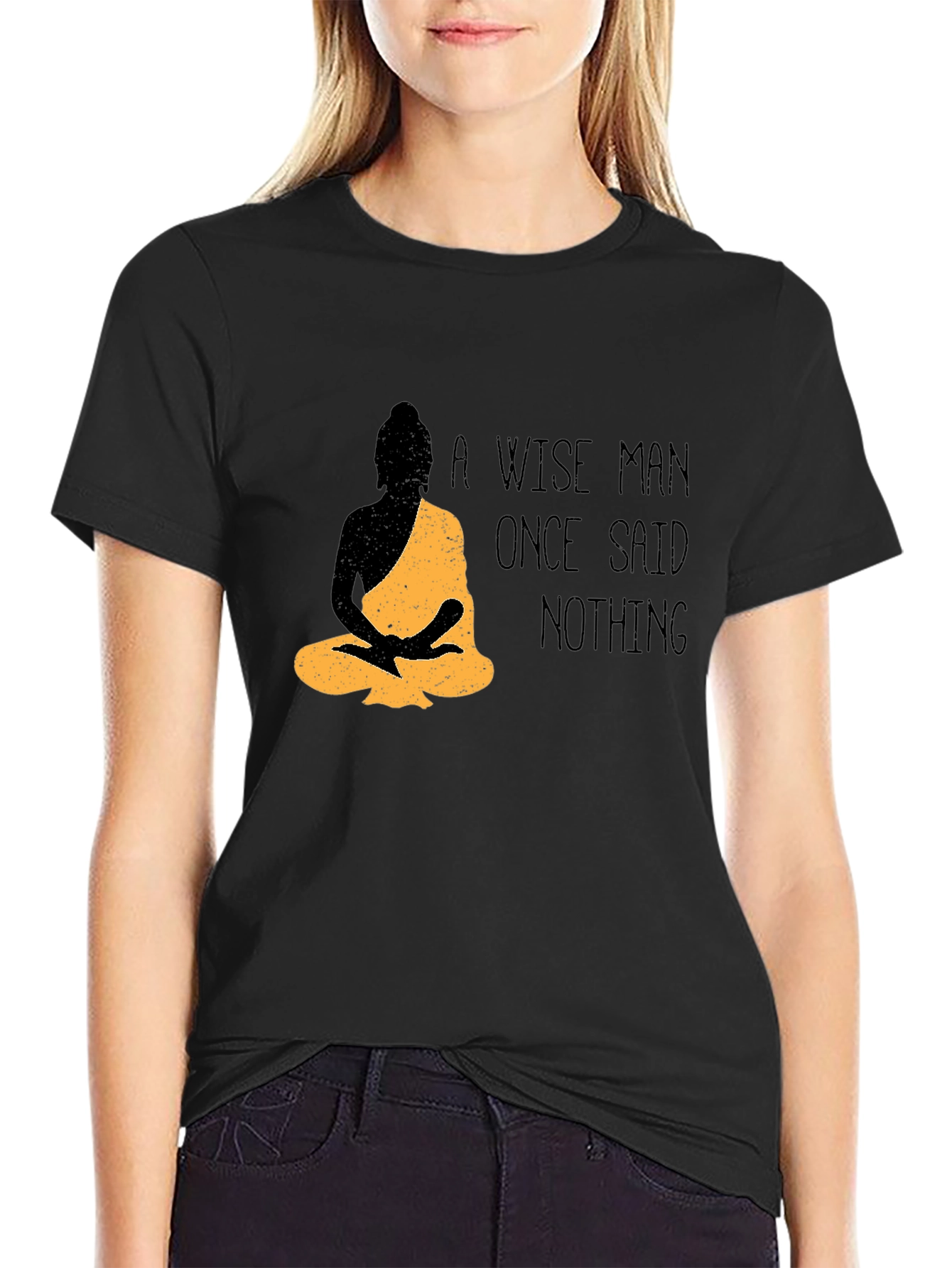 Wise Man Buddha Graphic T-Shirt - Black