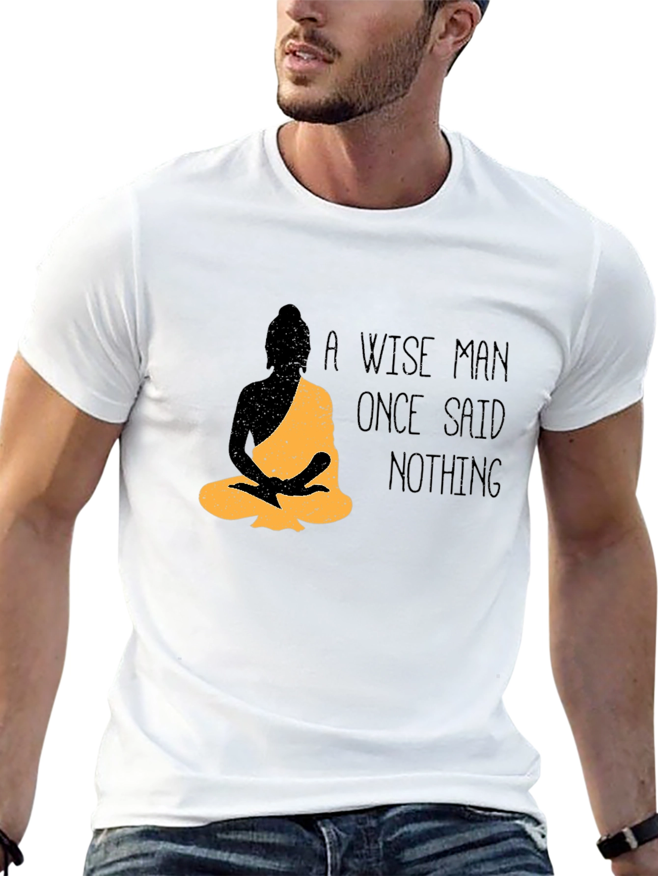 Wise Man Buddha Graphic T-Shirt - Black