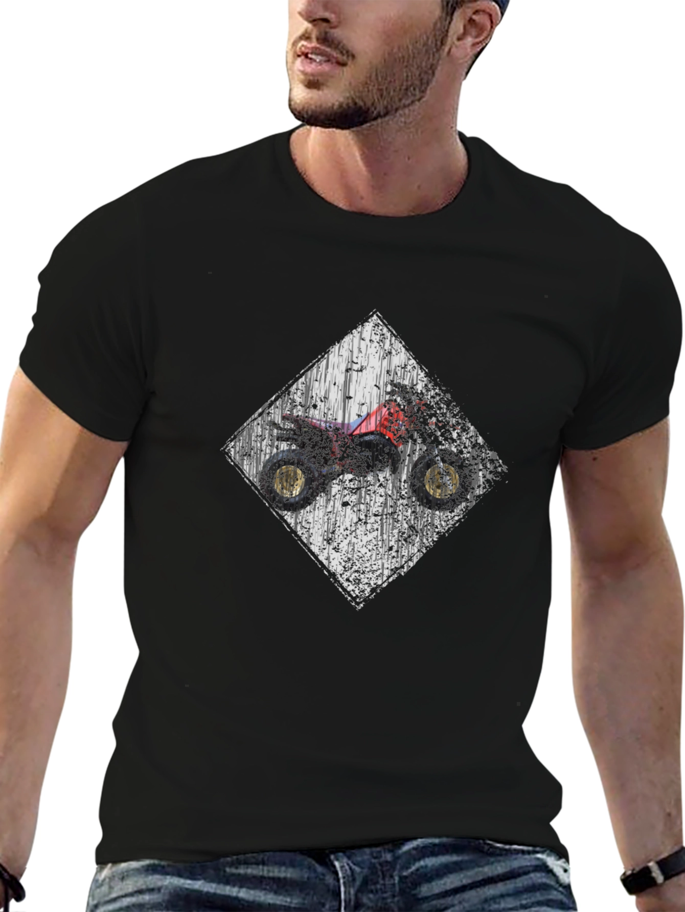ATV Rider Diamond Graphic Tee - Black