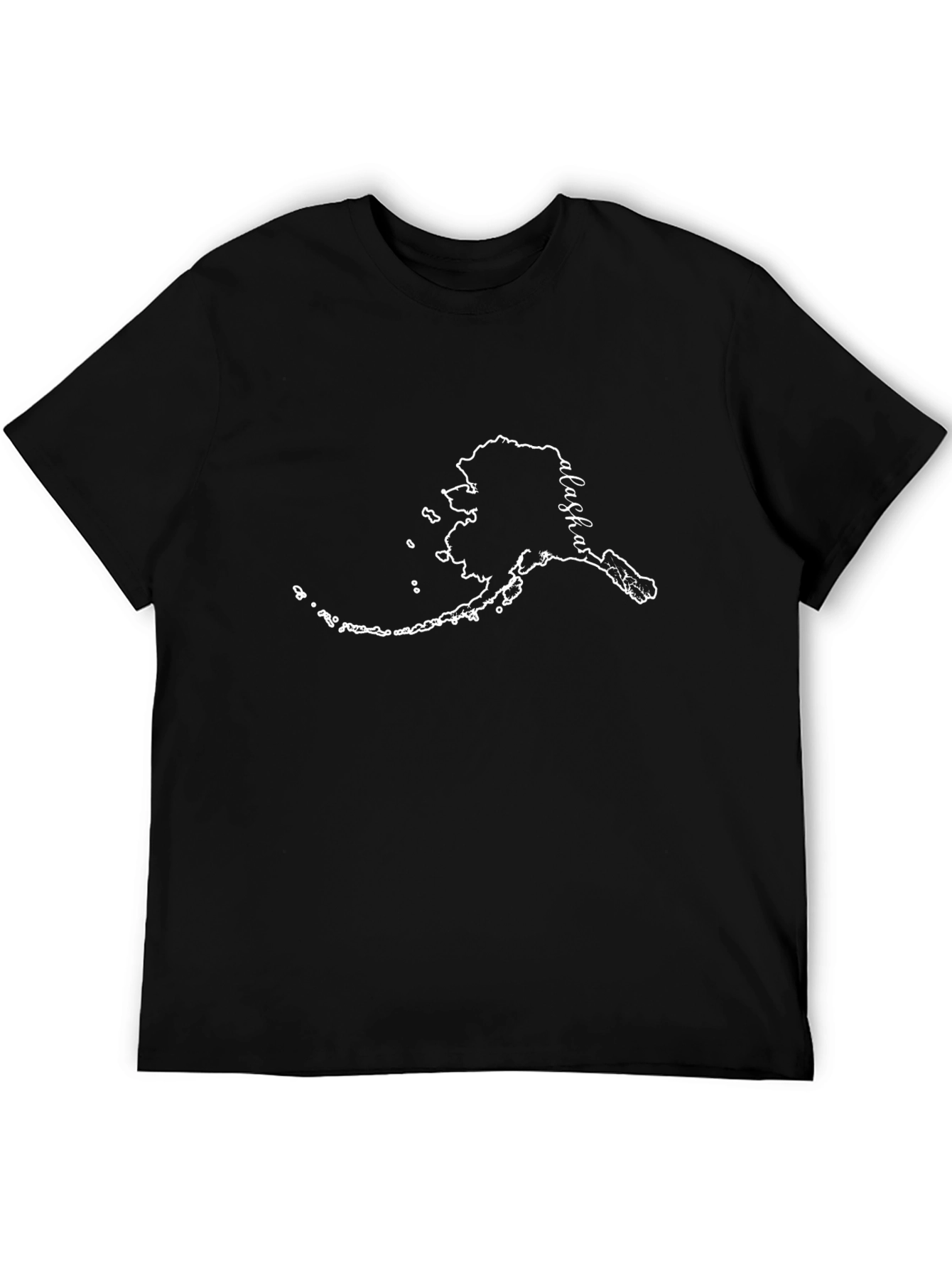 Alaska Outline Graphic Tee - Black Cotton T-Shirt