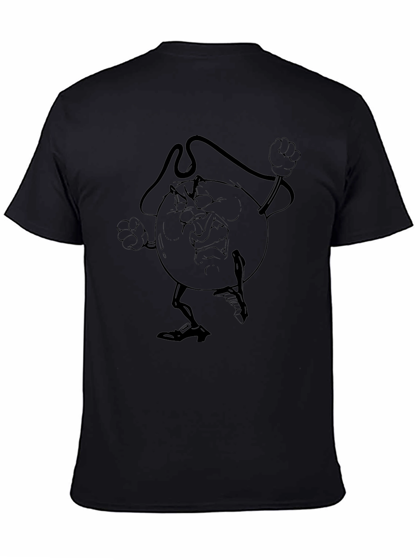 Angry Cartoon Globe Black T-Shirt