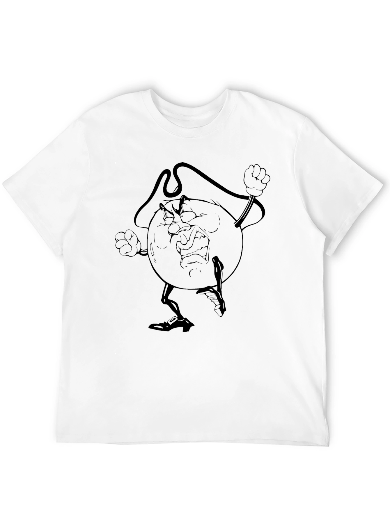 Angry Cartoon Globe Black T-Shirt