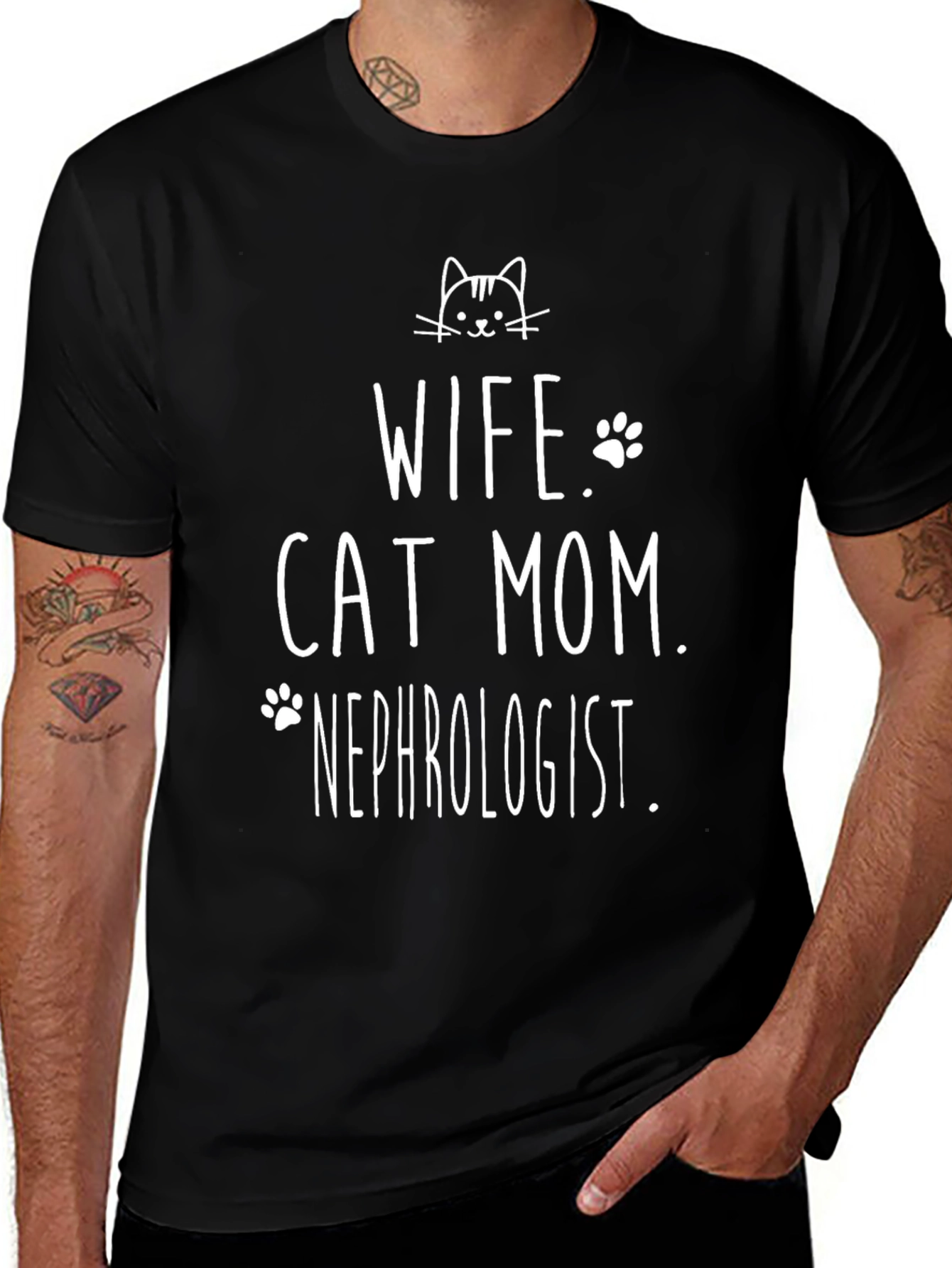 Wife Cat Mom Nephrologist Graphic T-Shirt
