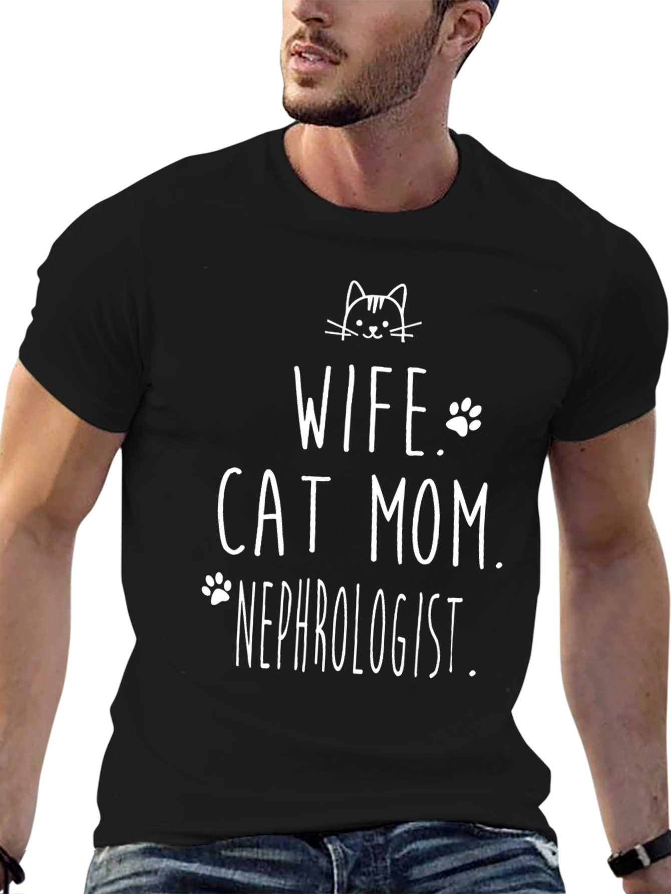 Wife Cat Mom Nephrologist Graphic T-Shirt