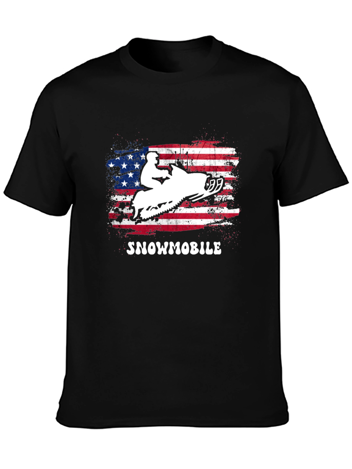 American Flag Snowmobile Graphic T-Shirt