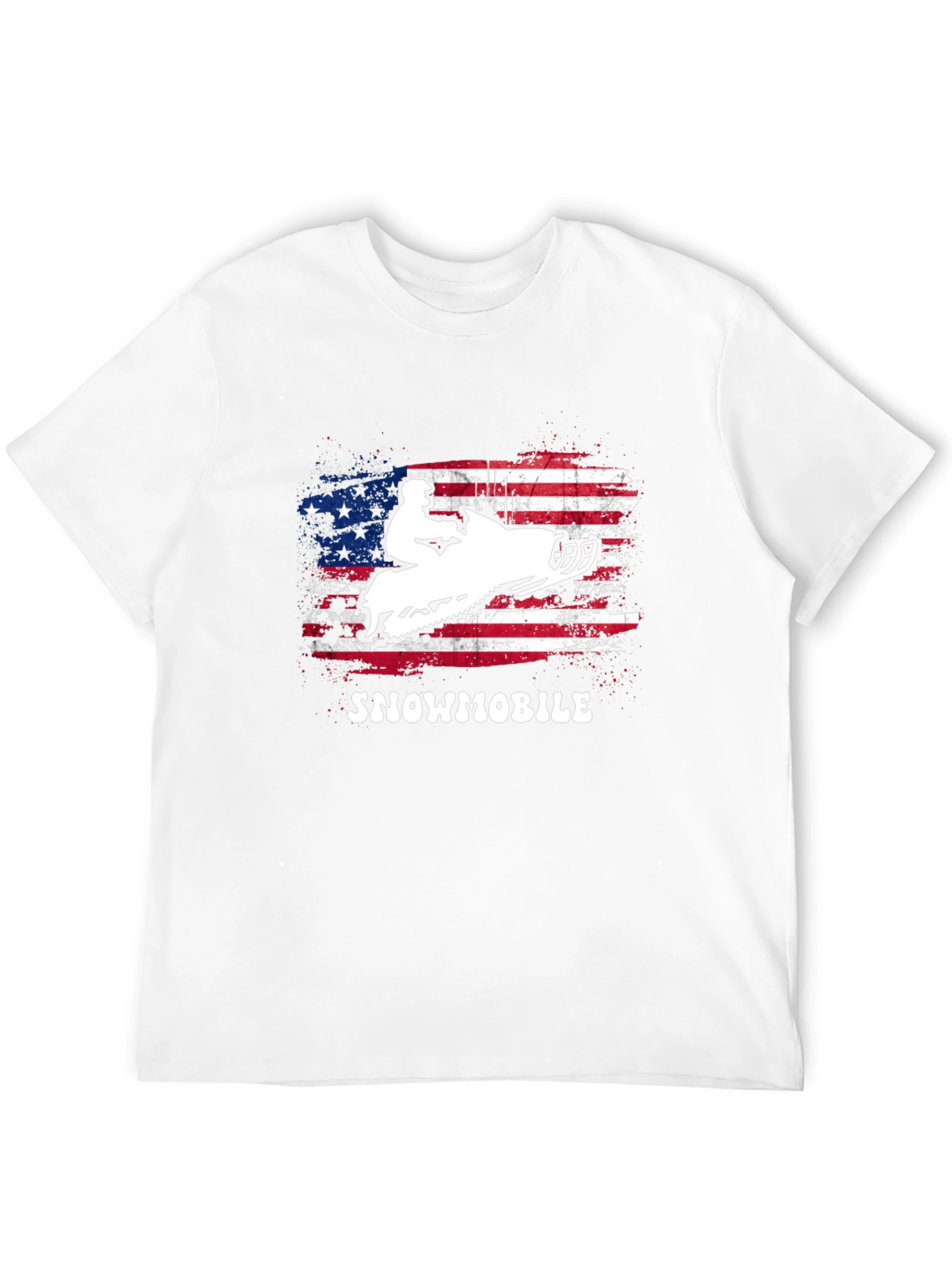 American Flag Snowmobile Graphic T-Shirt
