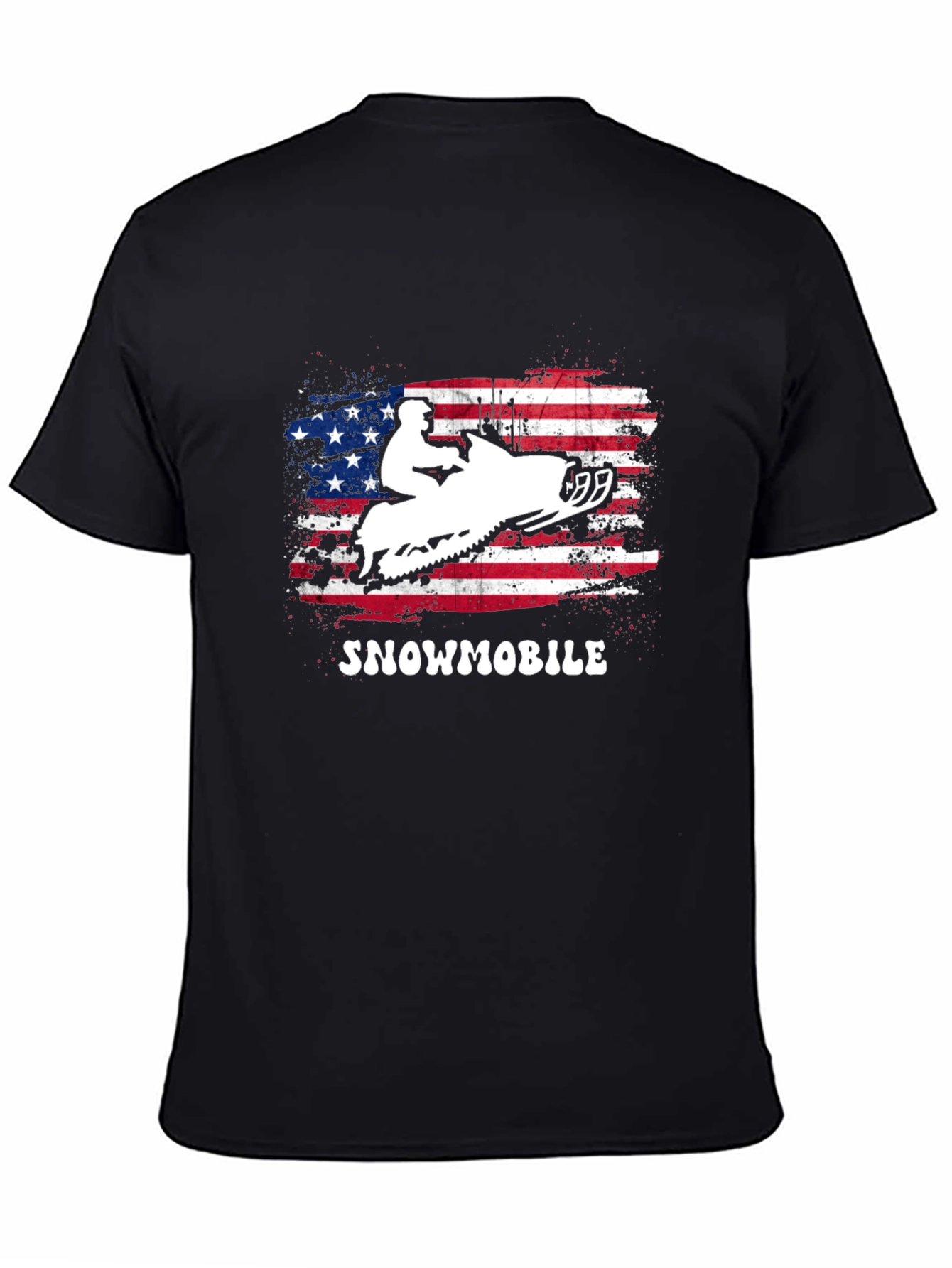 American Flag Snowmobile Graphic T-Shirt