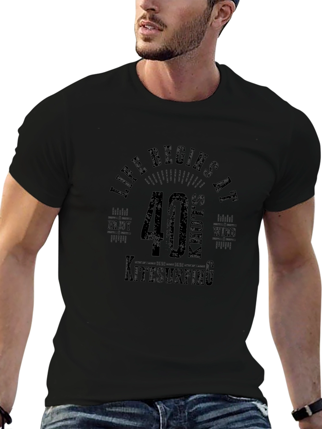 Life Begins at 40 Knots Kitesurfing T-Shirt