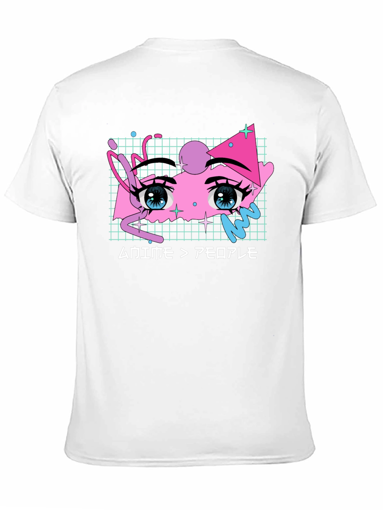 Anime Eyes Graphic Tee - Black Cotton T-Shirt