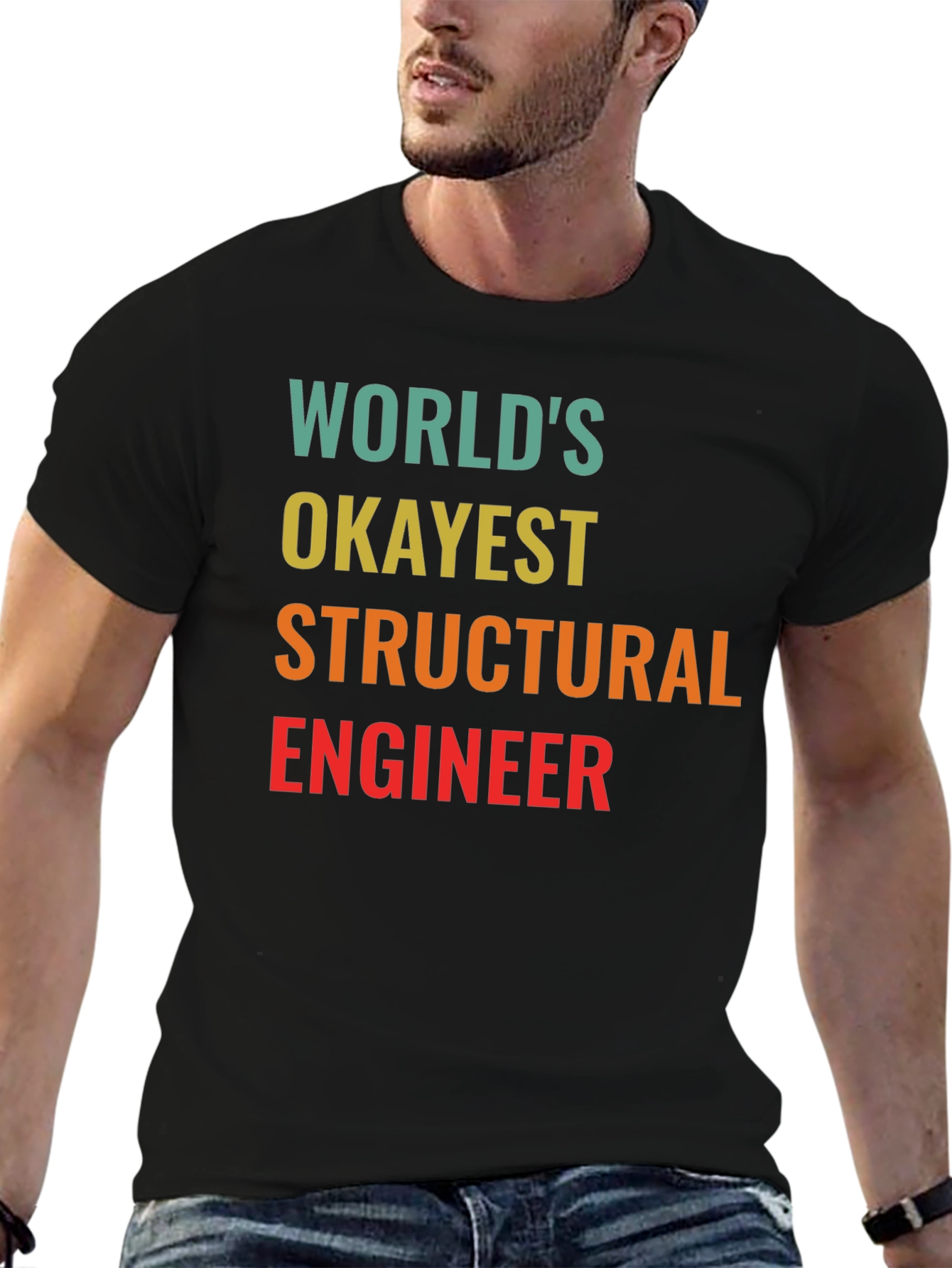 Worlds Okayest Structural Engineer Black T-Shirt