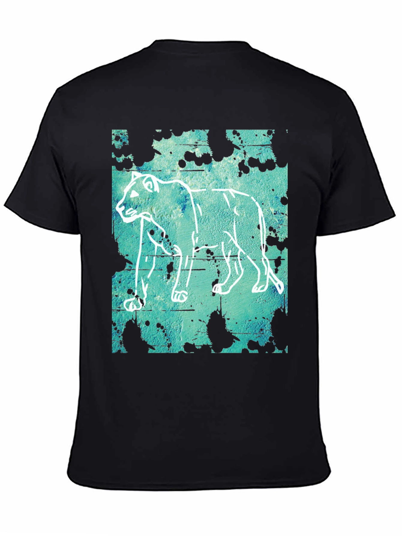 Abstract Lion Graphic Print T-Shirt - Mens Casual Tee