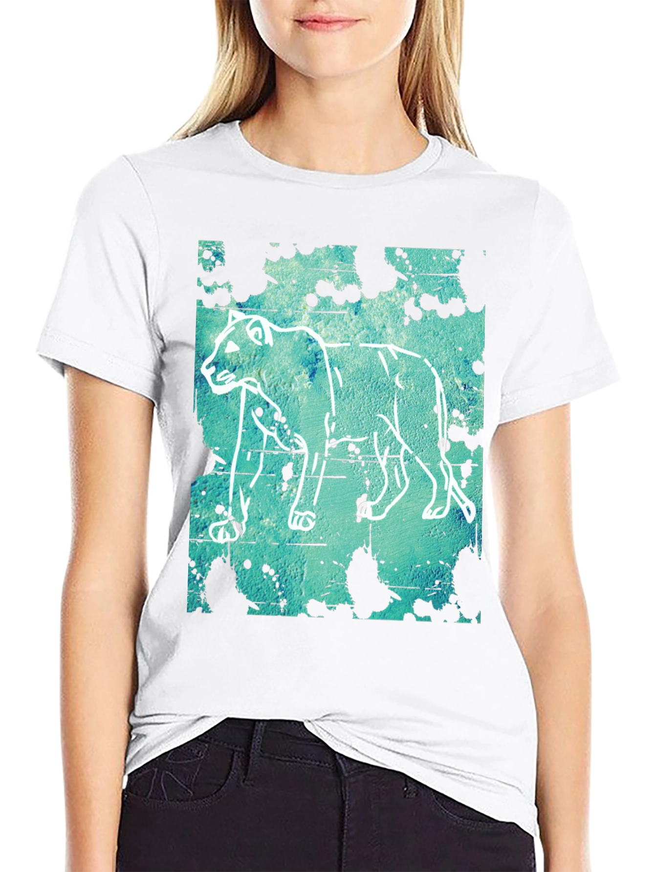 Abstract Lion Graphic Print T-Shirt - Mens Casual Tee