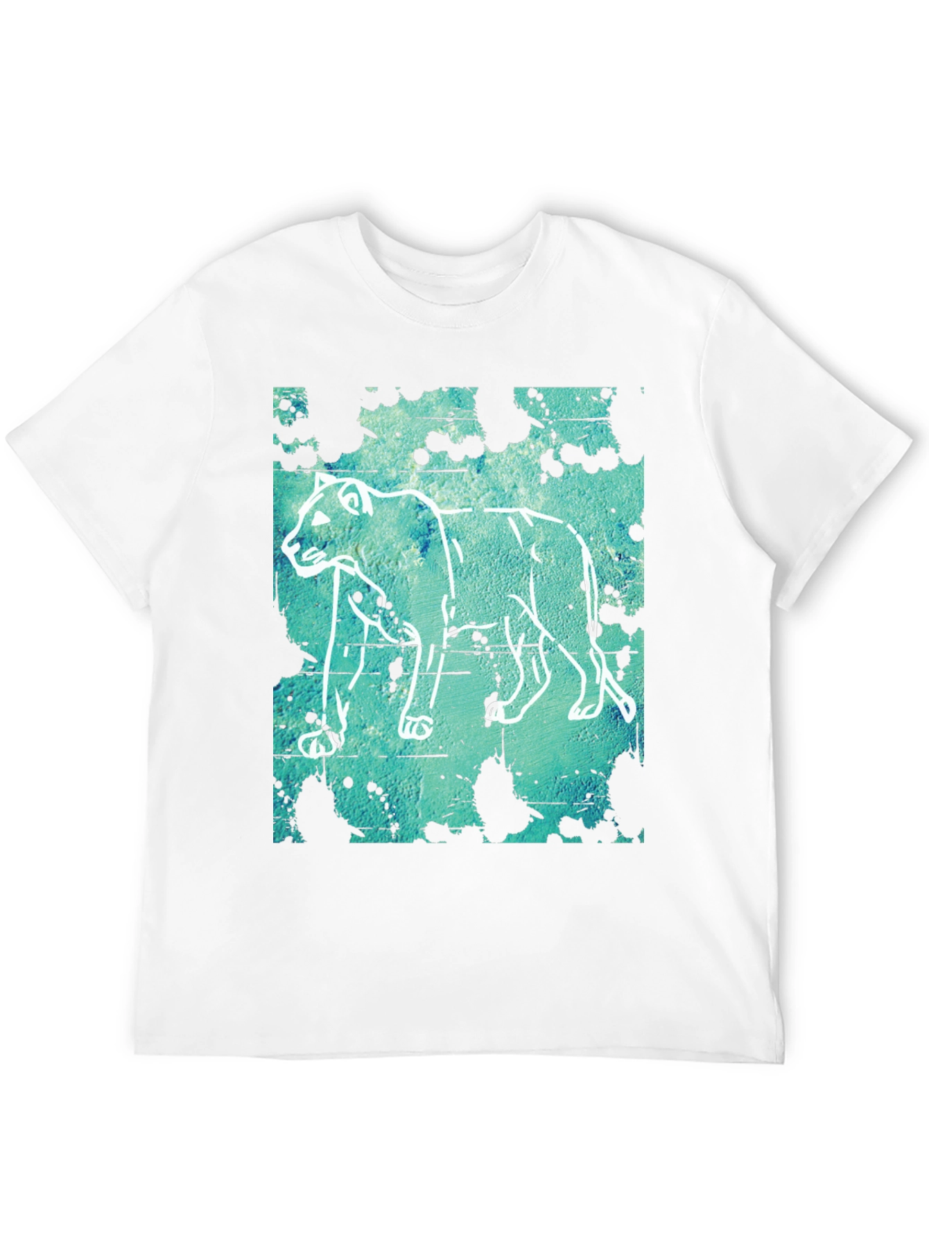 Abstract Lion Graphic Print T-Shirt - Mens Casual Tee