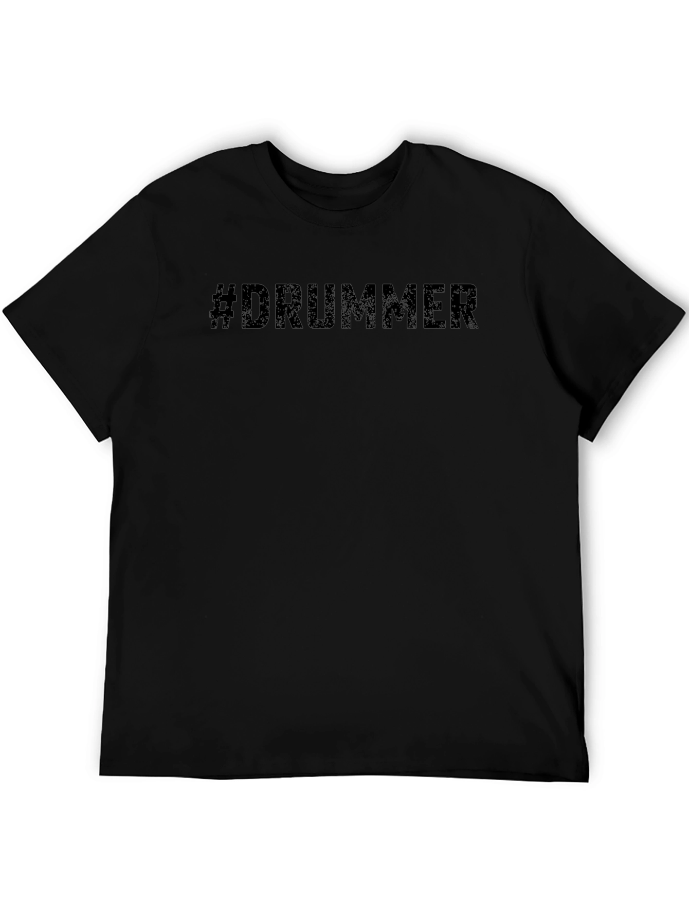 #Drummer Black Cotton Graphic Tee