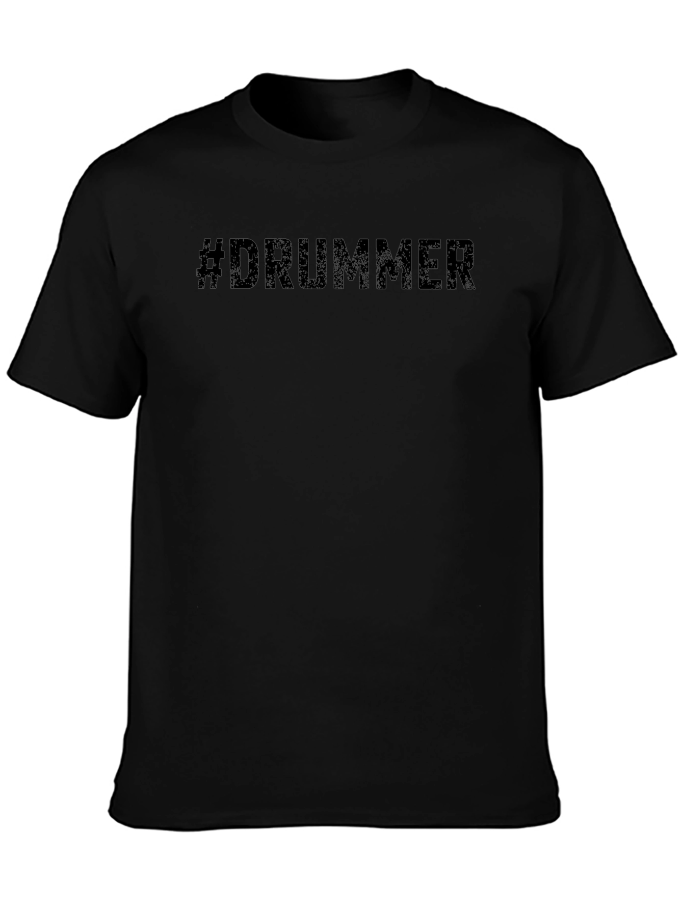 #Drummer Black Cotton Graphic Tee