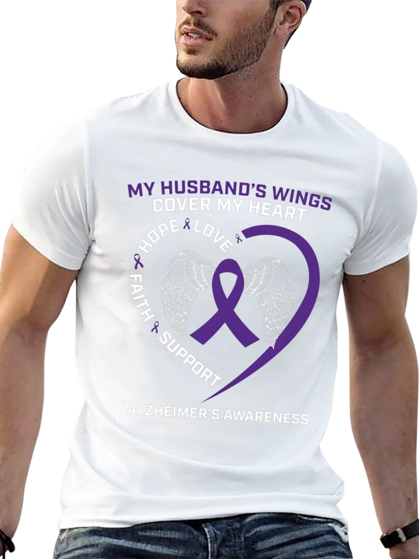 Alzheimers Awareness Husband Wings T-Shirt