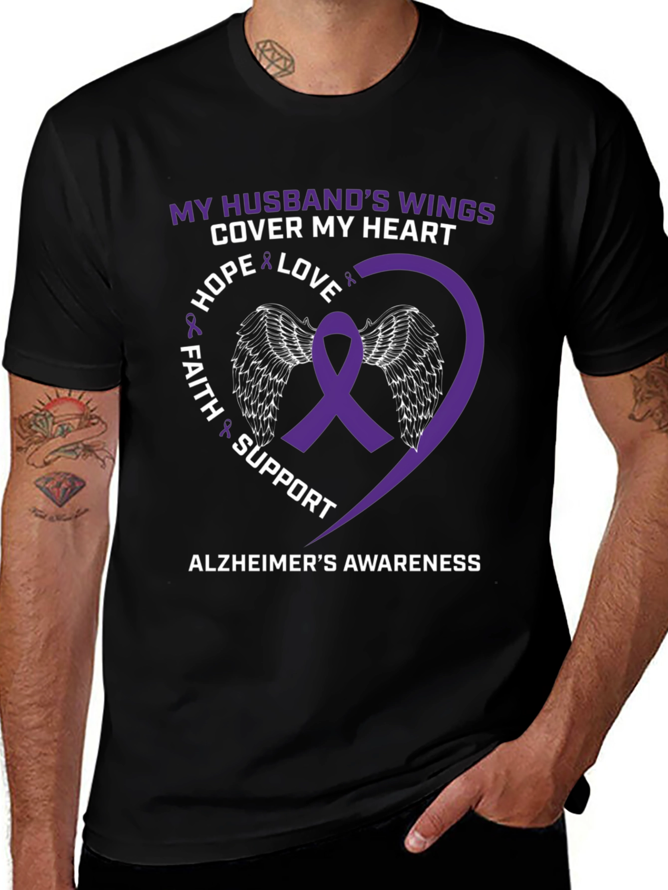 Alzheimers Awareness Husband Wings T-Shirt