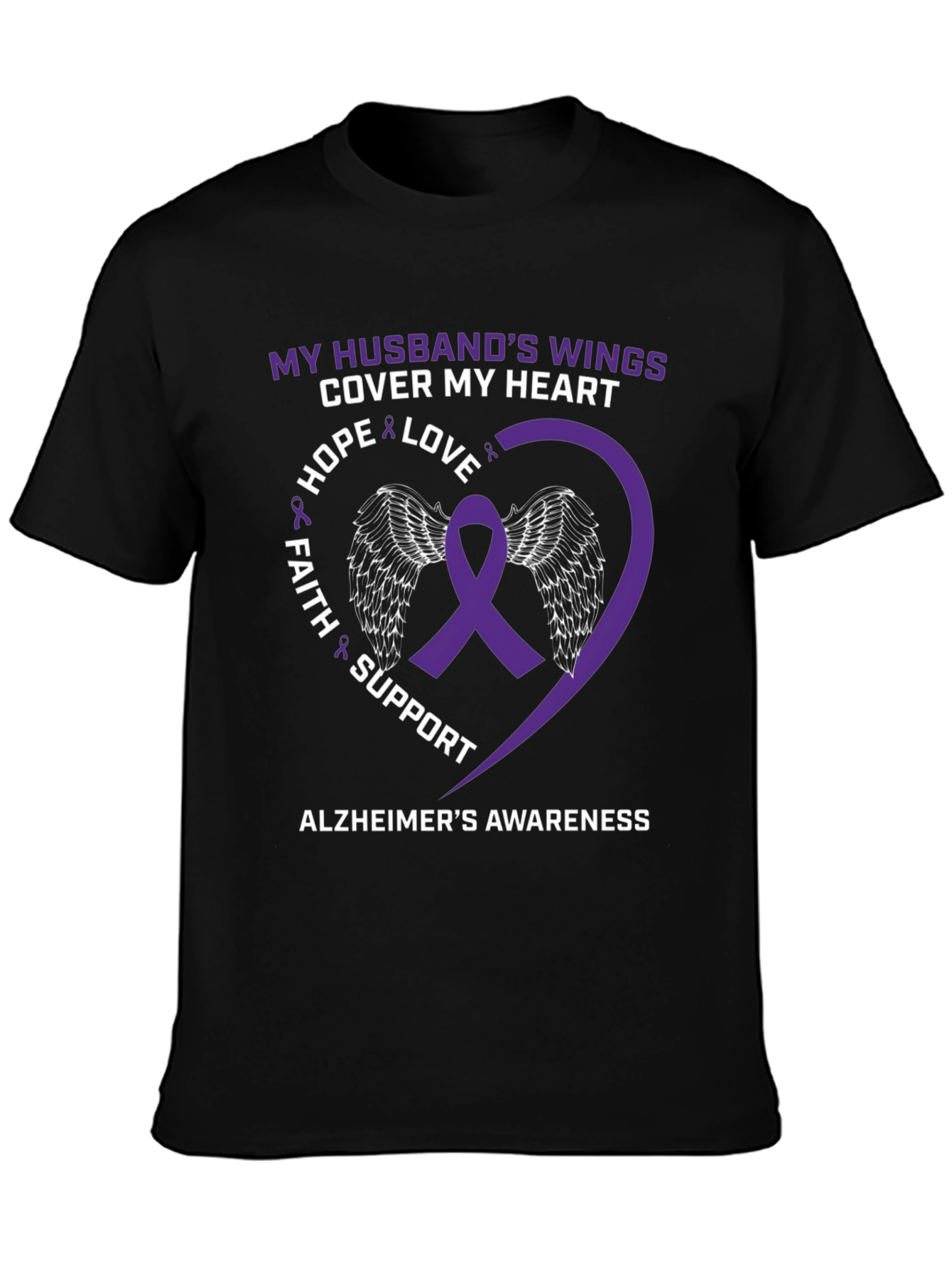 Alzheimers Awareness Husband Wings T-Shirt