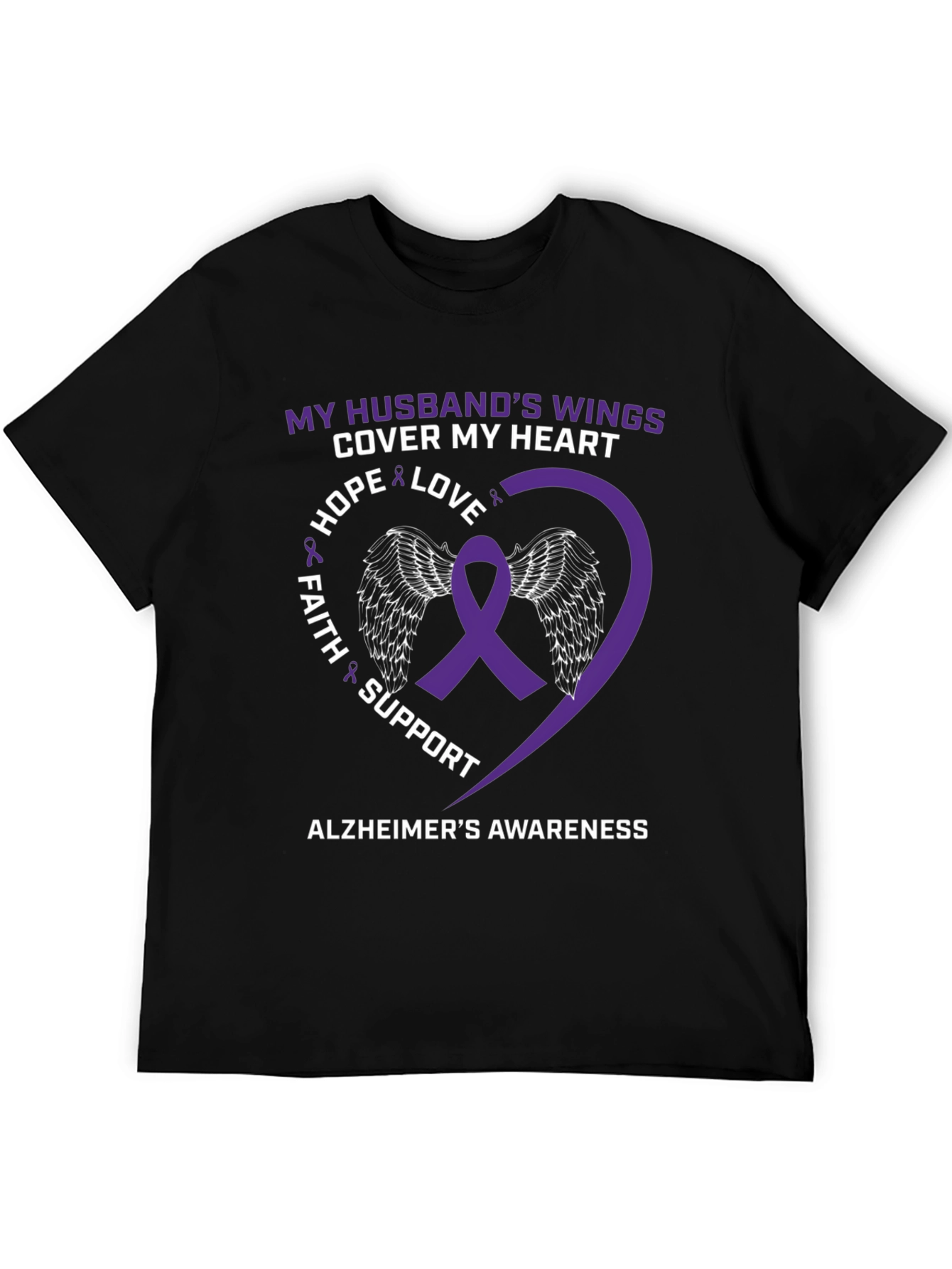 Alzheimers Awareness Husband Wings T-Shirt