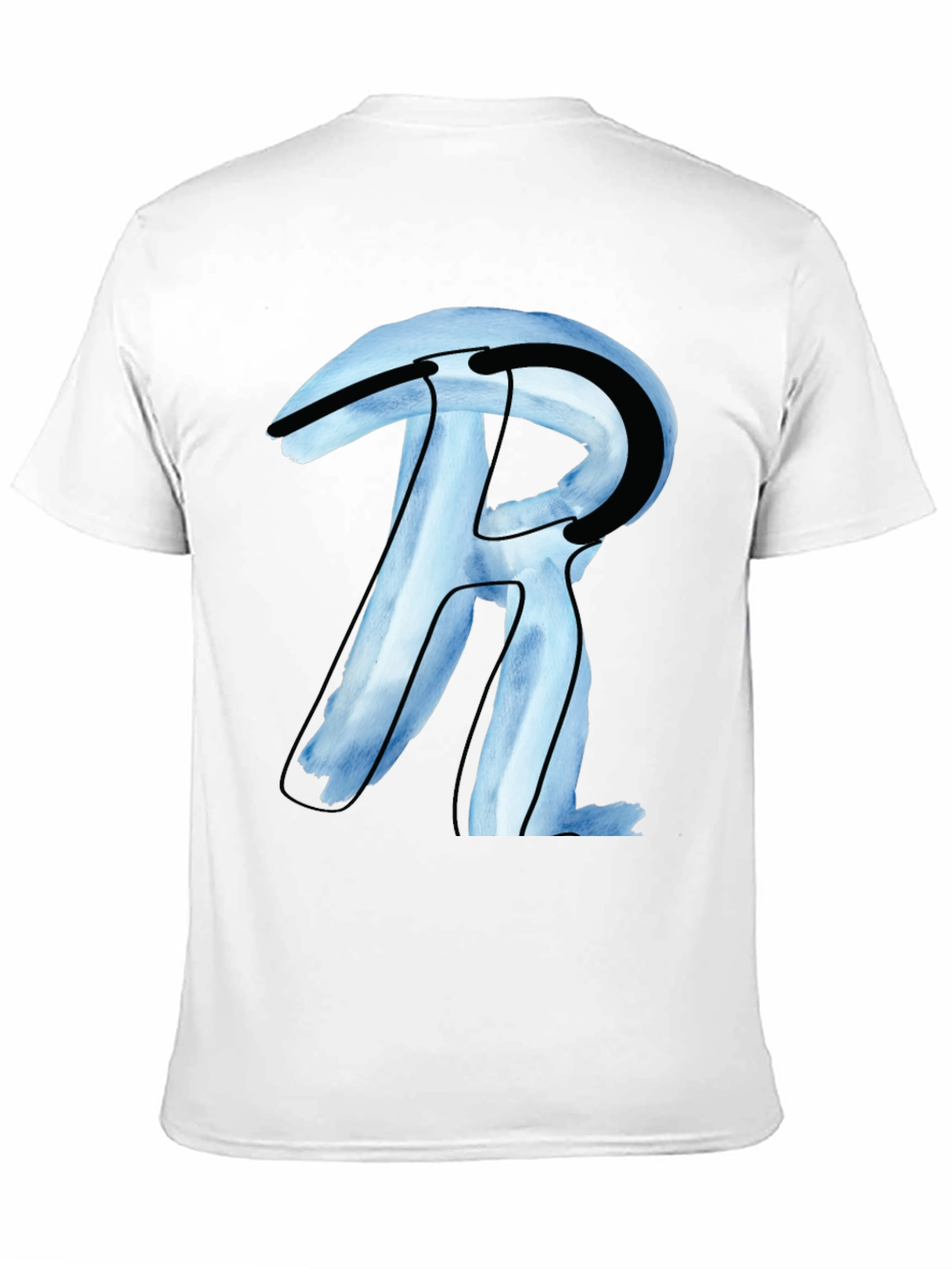 Abstract R Letter Graphic Black T-Shirt