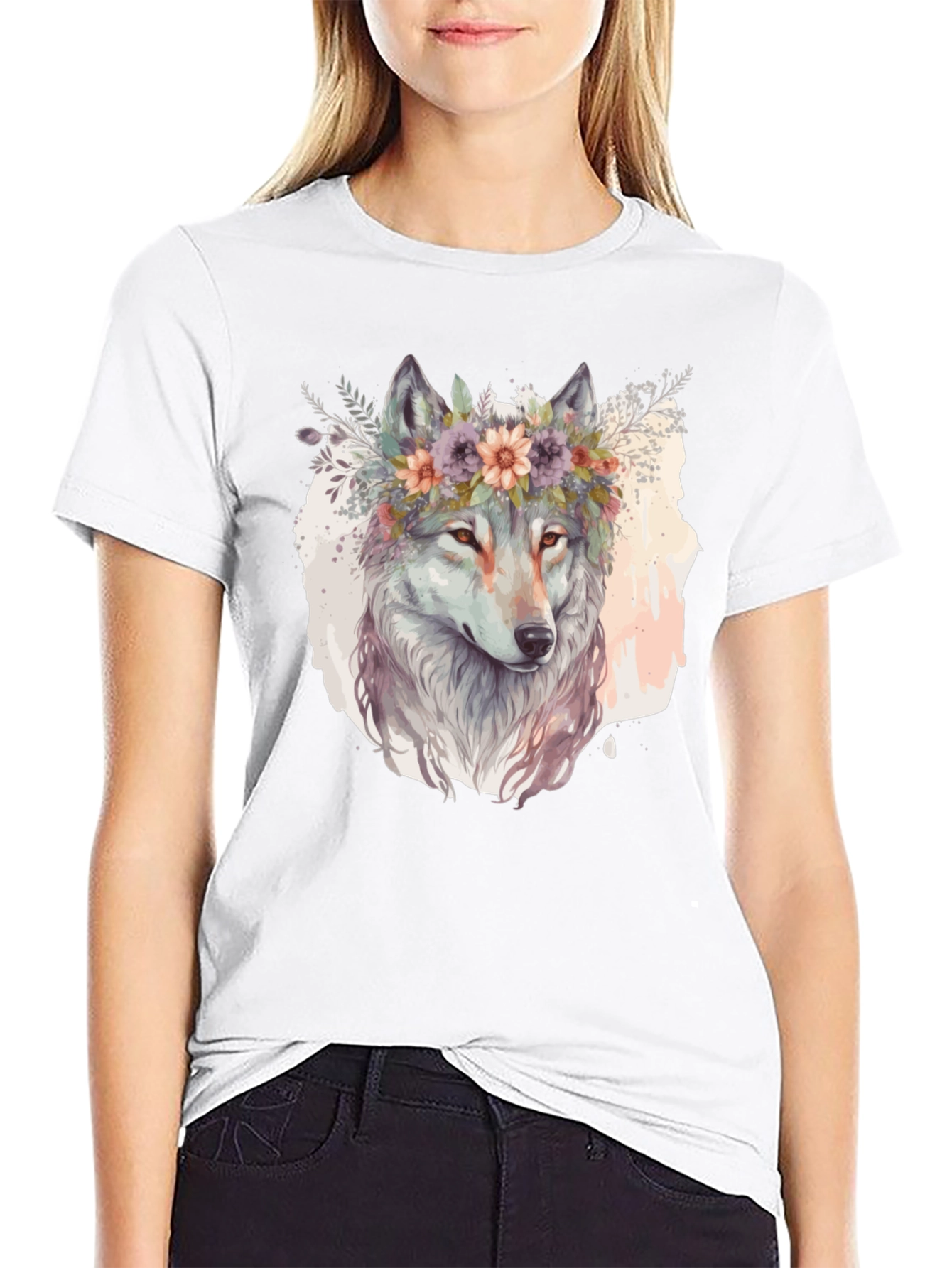 Wolf in Bloom Graphic Tee - Soft Cotton Blend