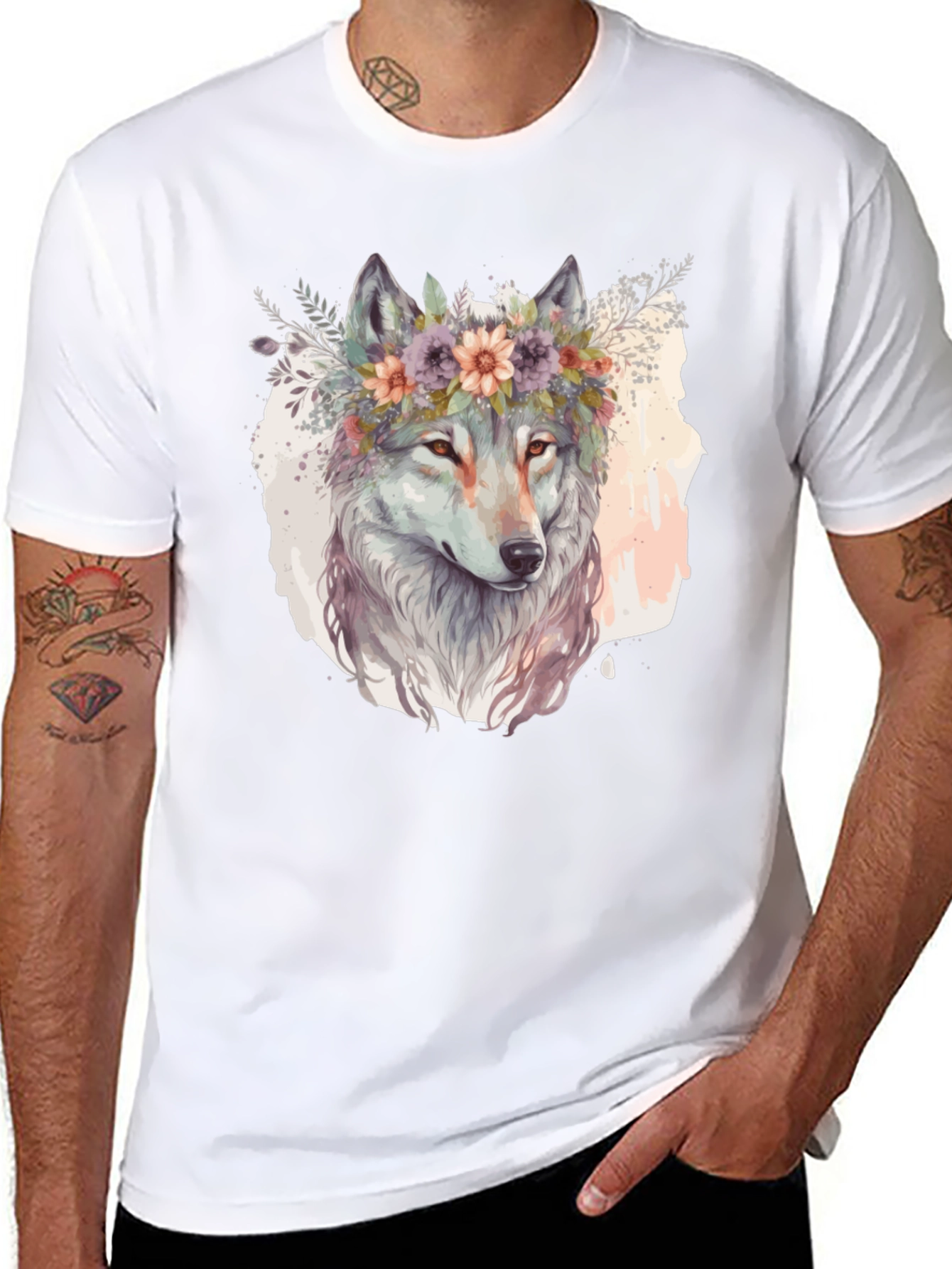 Wolf in Bloom Graphic Tee - Soft Cotton Blend