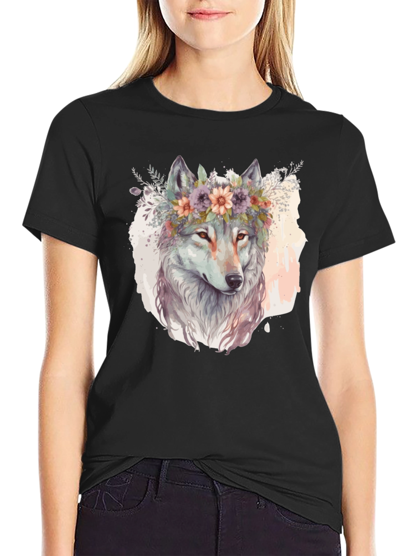 Wolf in Bloom Graphic Tee - Soft Cotton Blend