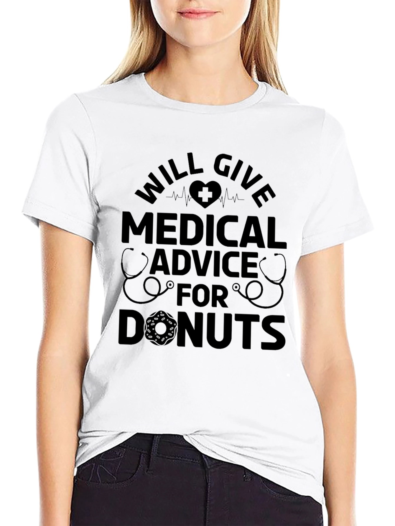 Will Give Medical Advice for Donuts Black T-Shirt
