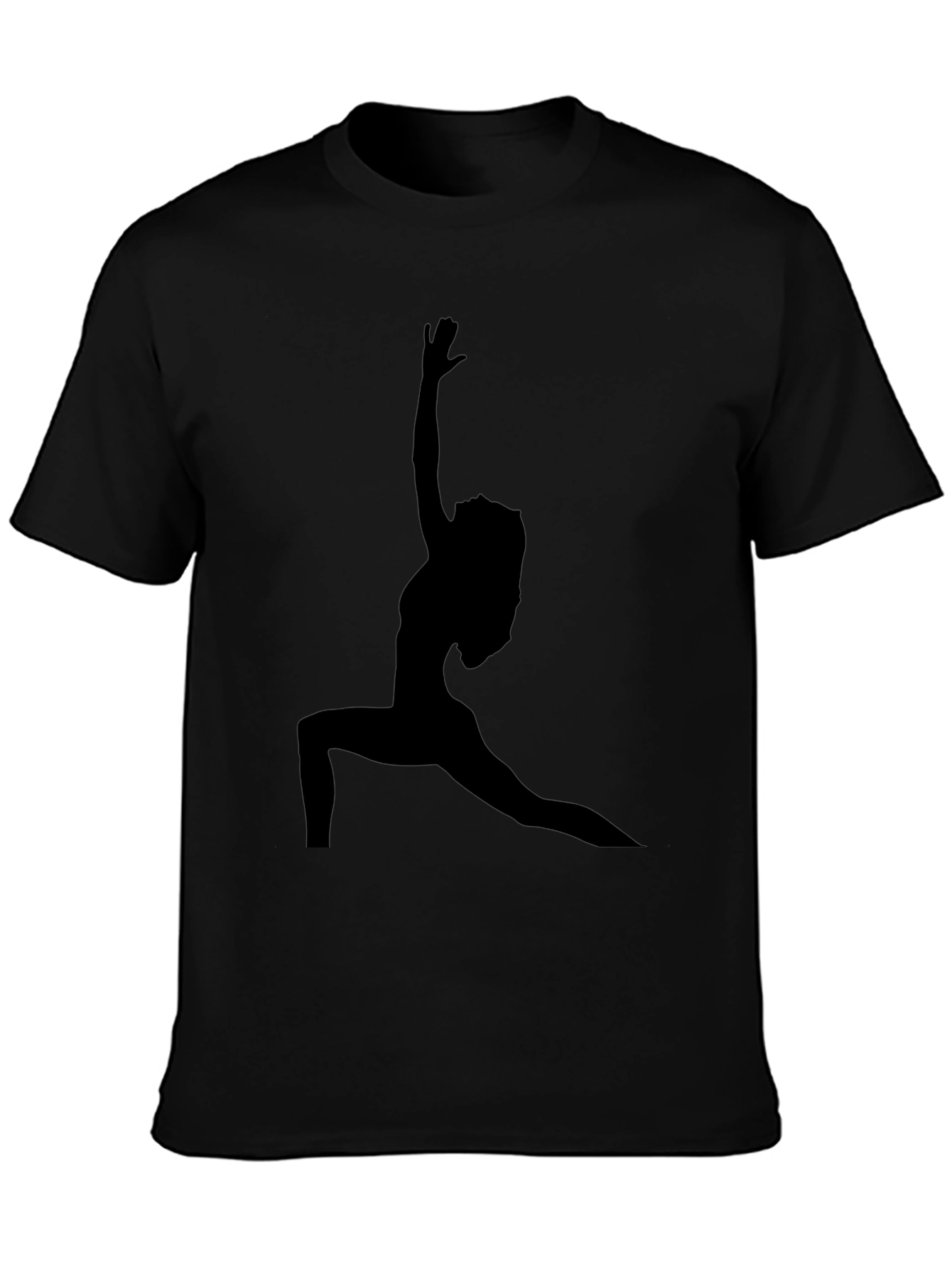 Yoga Pose Silhouette Tee - Black Cotton Graphic T-Shirt