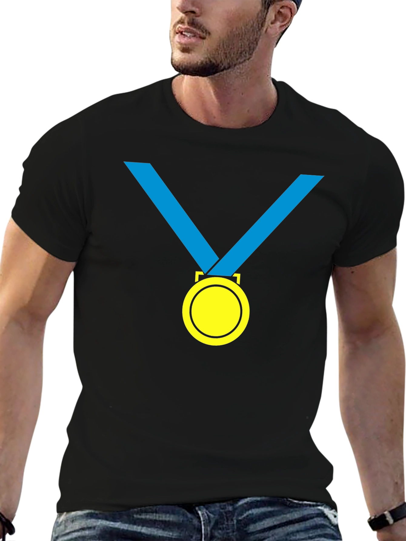 Winners Medal Graphic Tee - Black Cotton T-Shirt