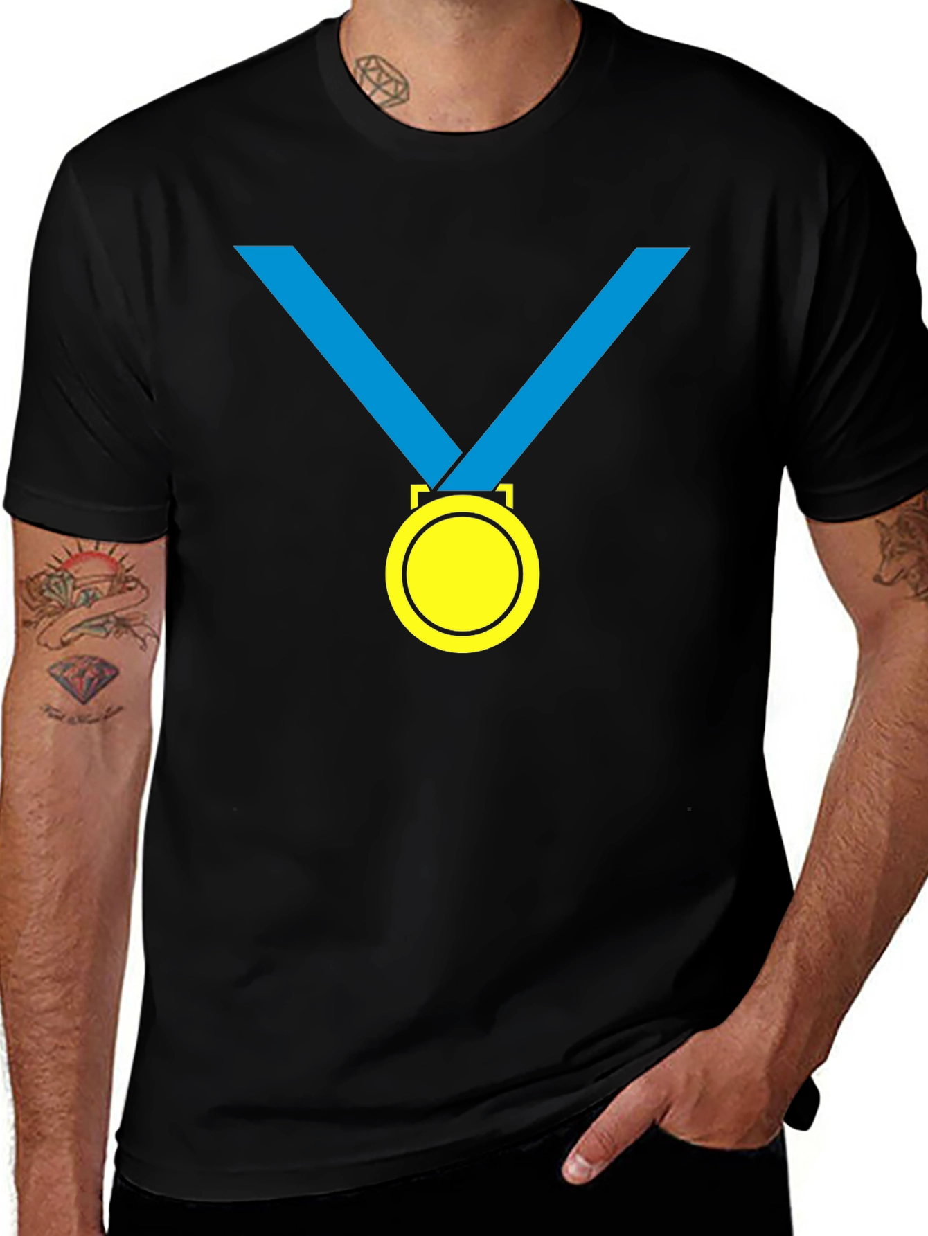 Winners Medal Graphic Tee - Black Cotton T-Shirt