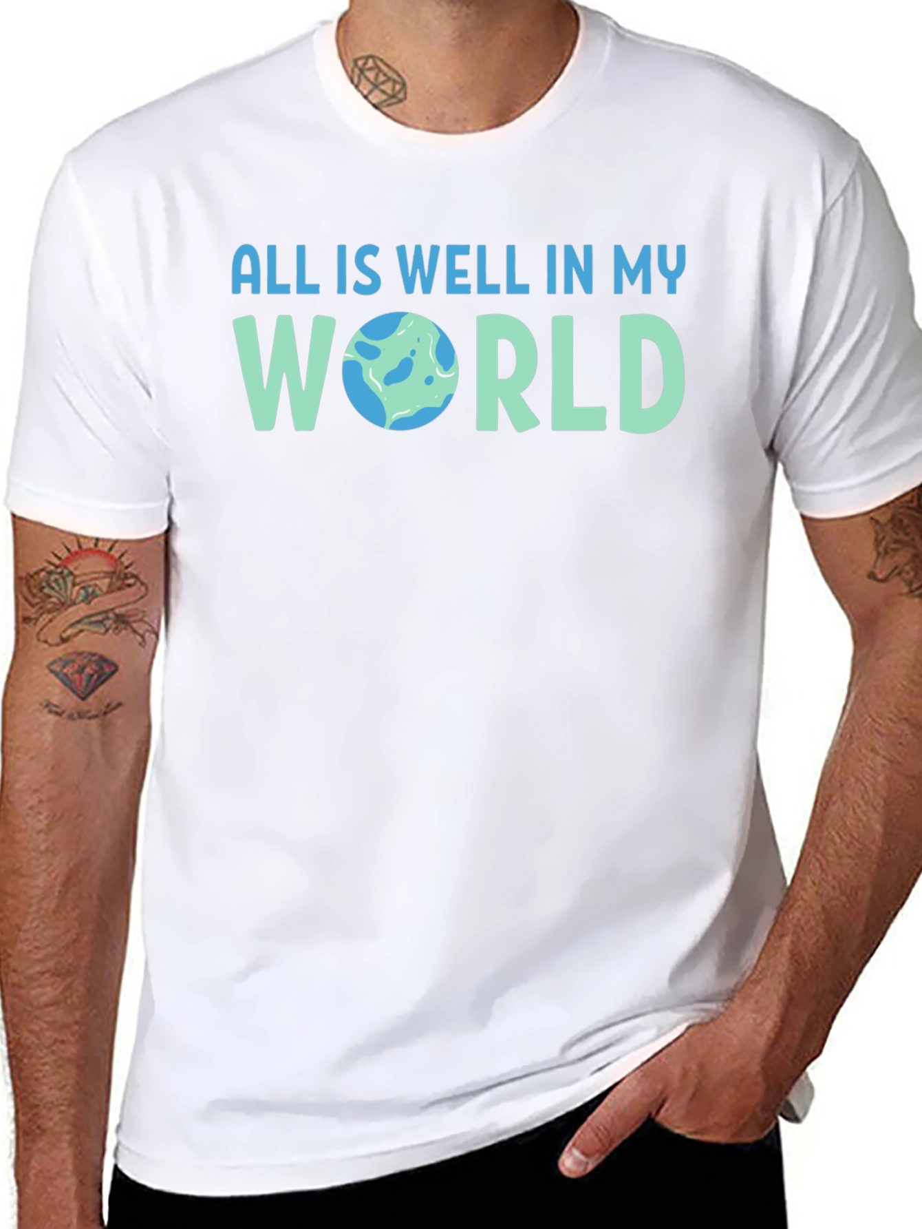 All is Well Earth Graphic Tee - Mens T-Shirt