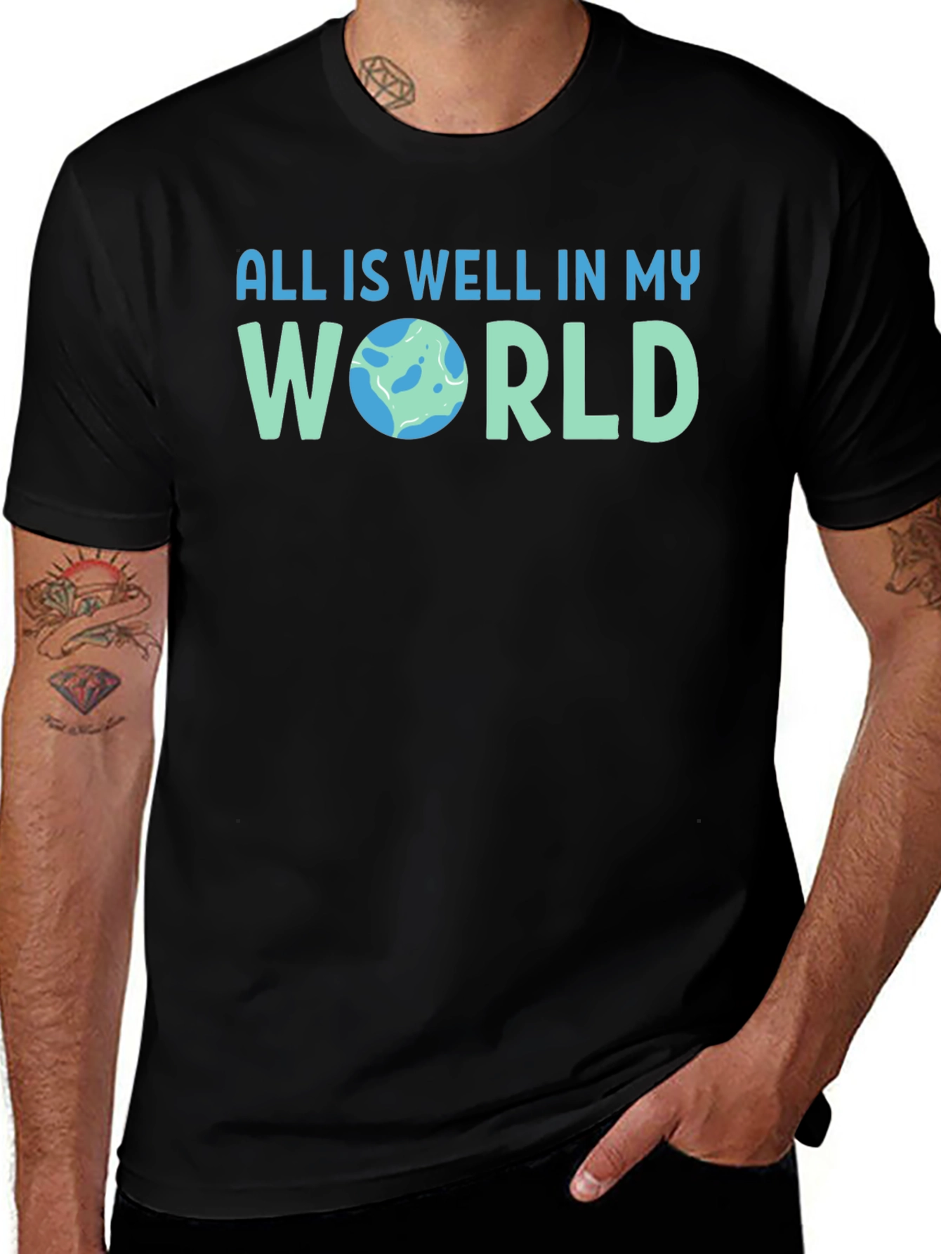 All is Well Earth Graphic Tee - Mens T-Shirt