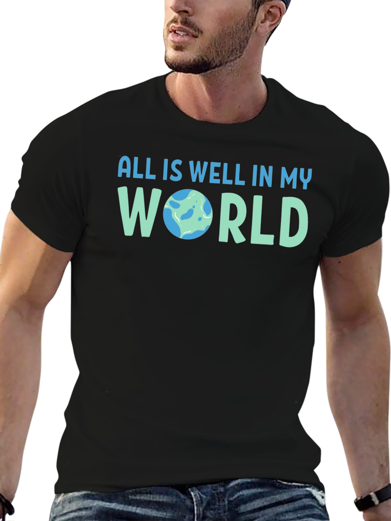 All is Well Earth Graphic Tee - Mens T-Shirt
