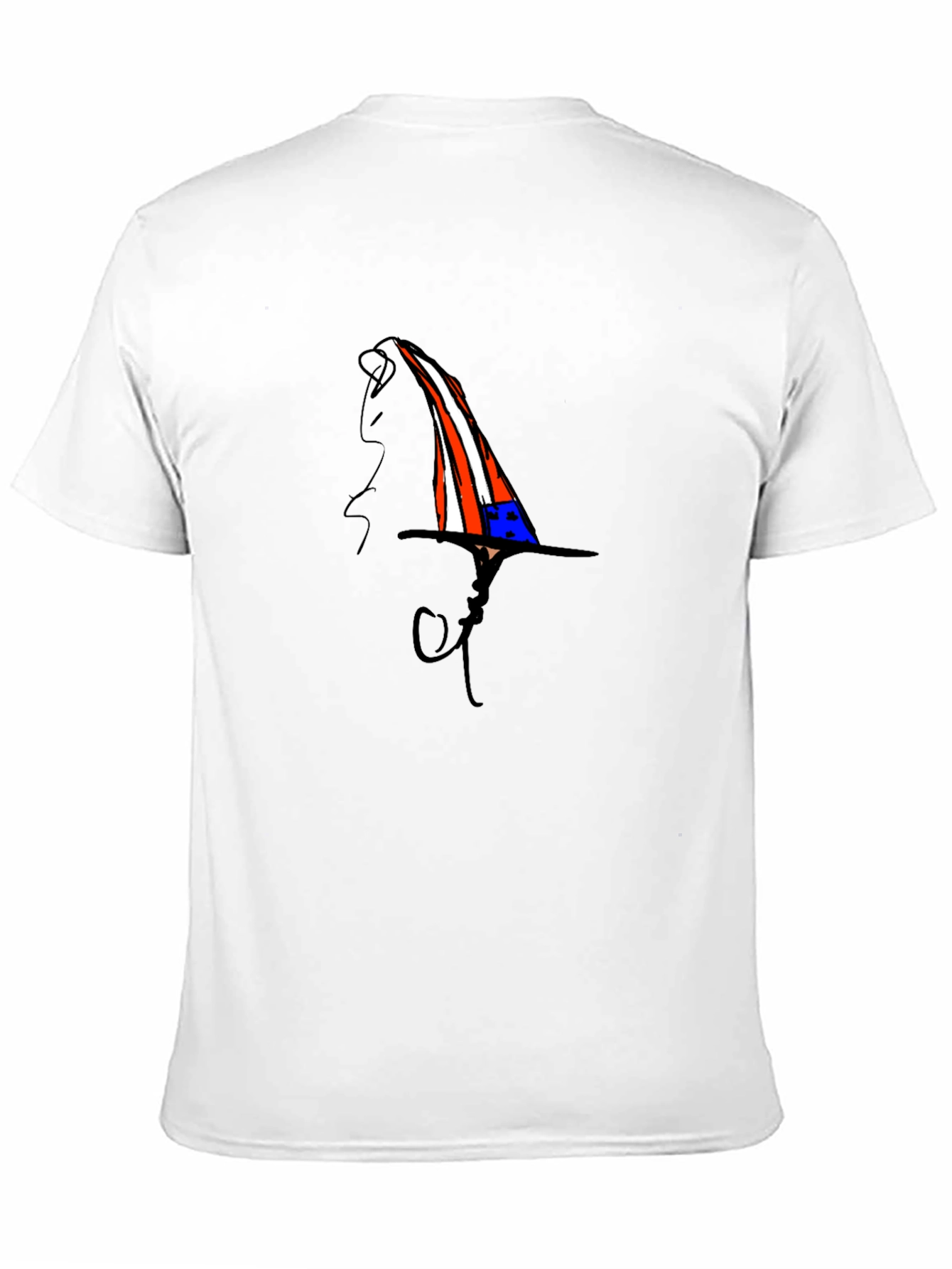 Whimsical Patriotic Hat Graphic Black T-Shirt