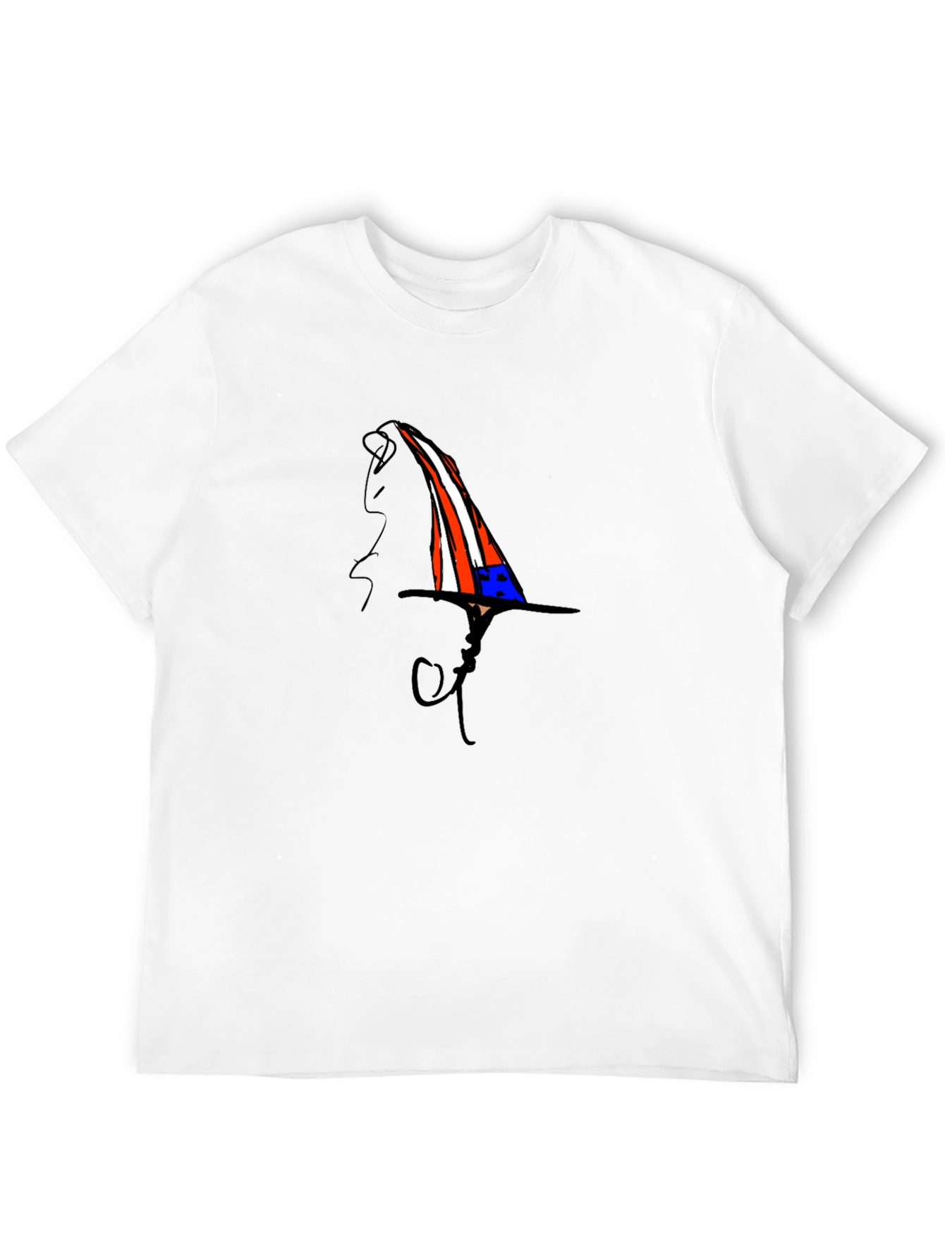 Whimsical Patriotic Hat Graphic Black T-Shirt