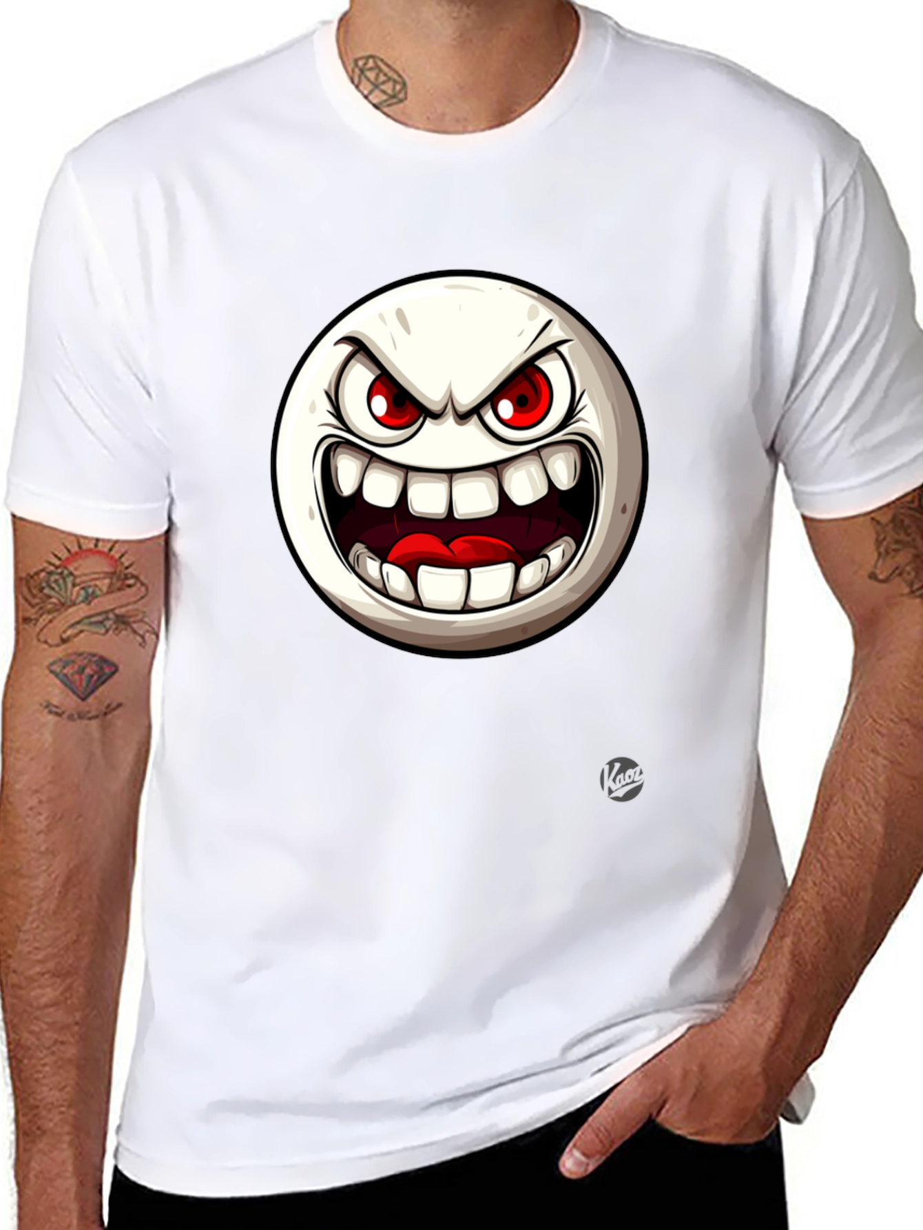 Angry Face Graphic Black T-Shirt