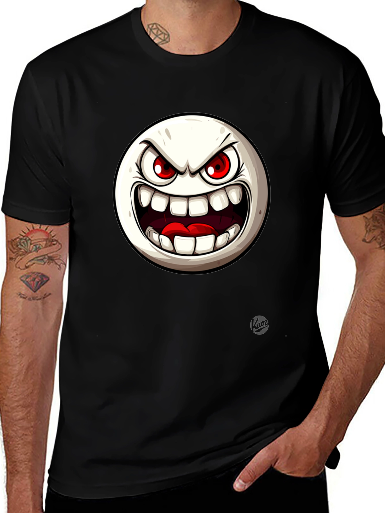 Angry Face Graphic Black T-Shirt