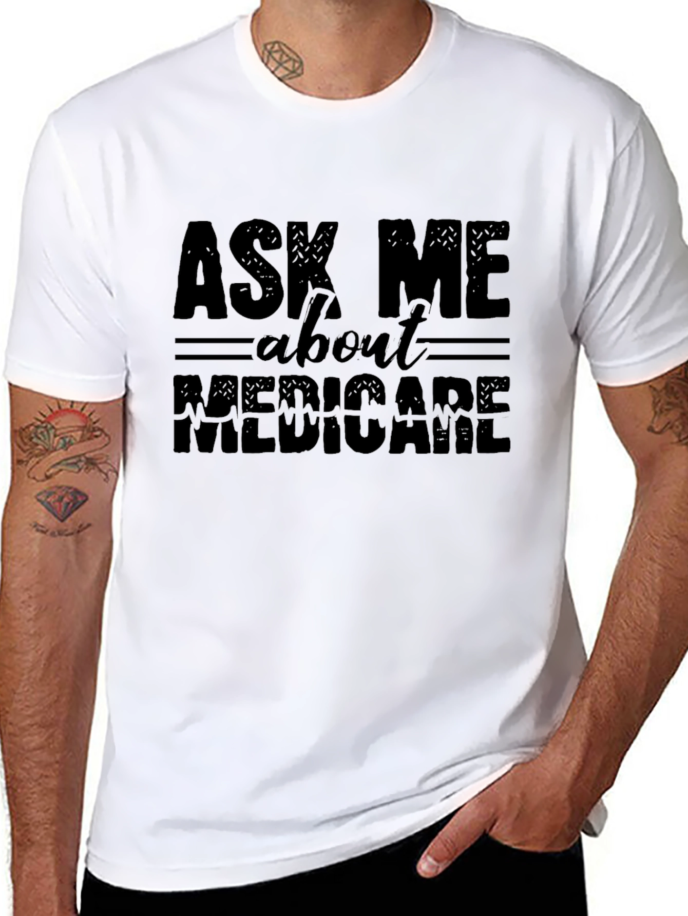 Ask Me About Medicare Funny Black Graphic T-Shirt