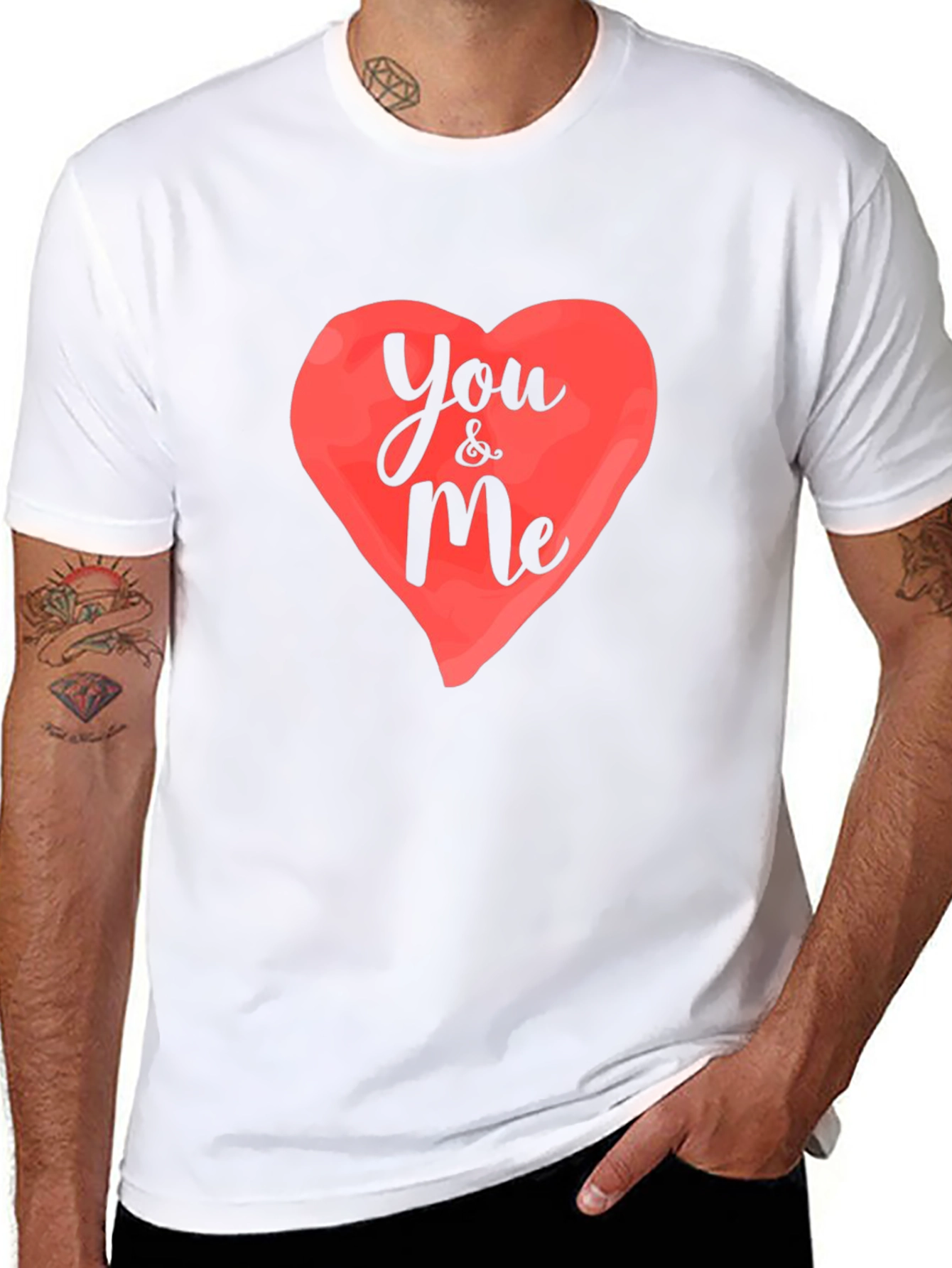 You & Me Heart Graphic Black T-Shirt