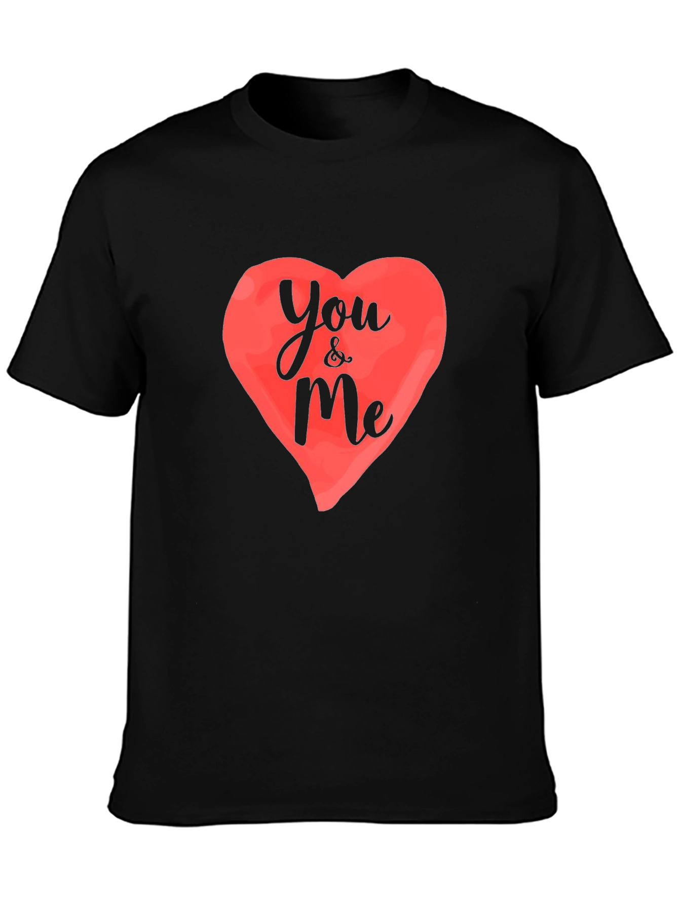 You & Me Heart Graphic Black T-Shirt