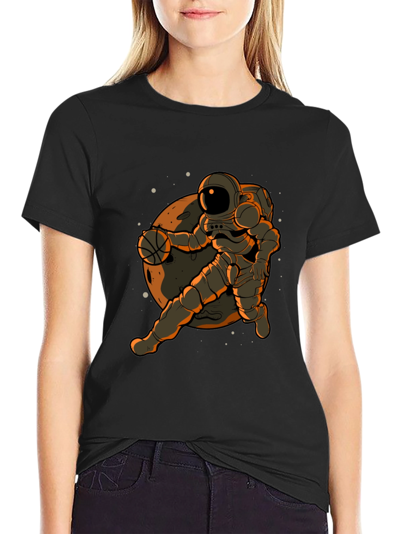 Astronaut Basketball Graphic T-Shirt