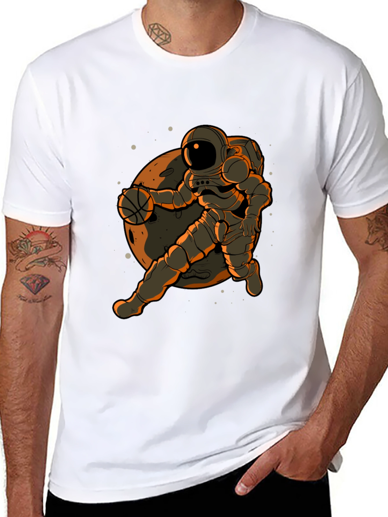 Astronaut Basketball Graphic T-Shirt