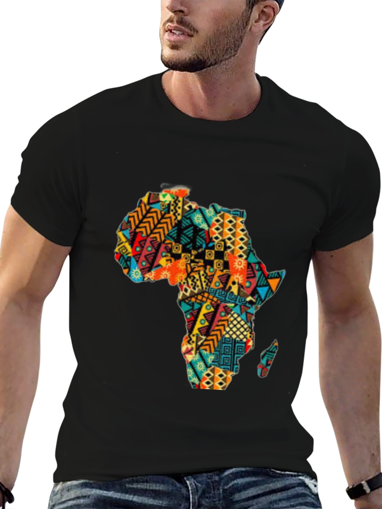 Africa Print Black T-Shirt