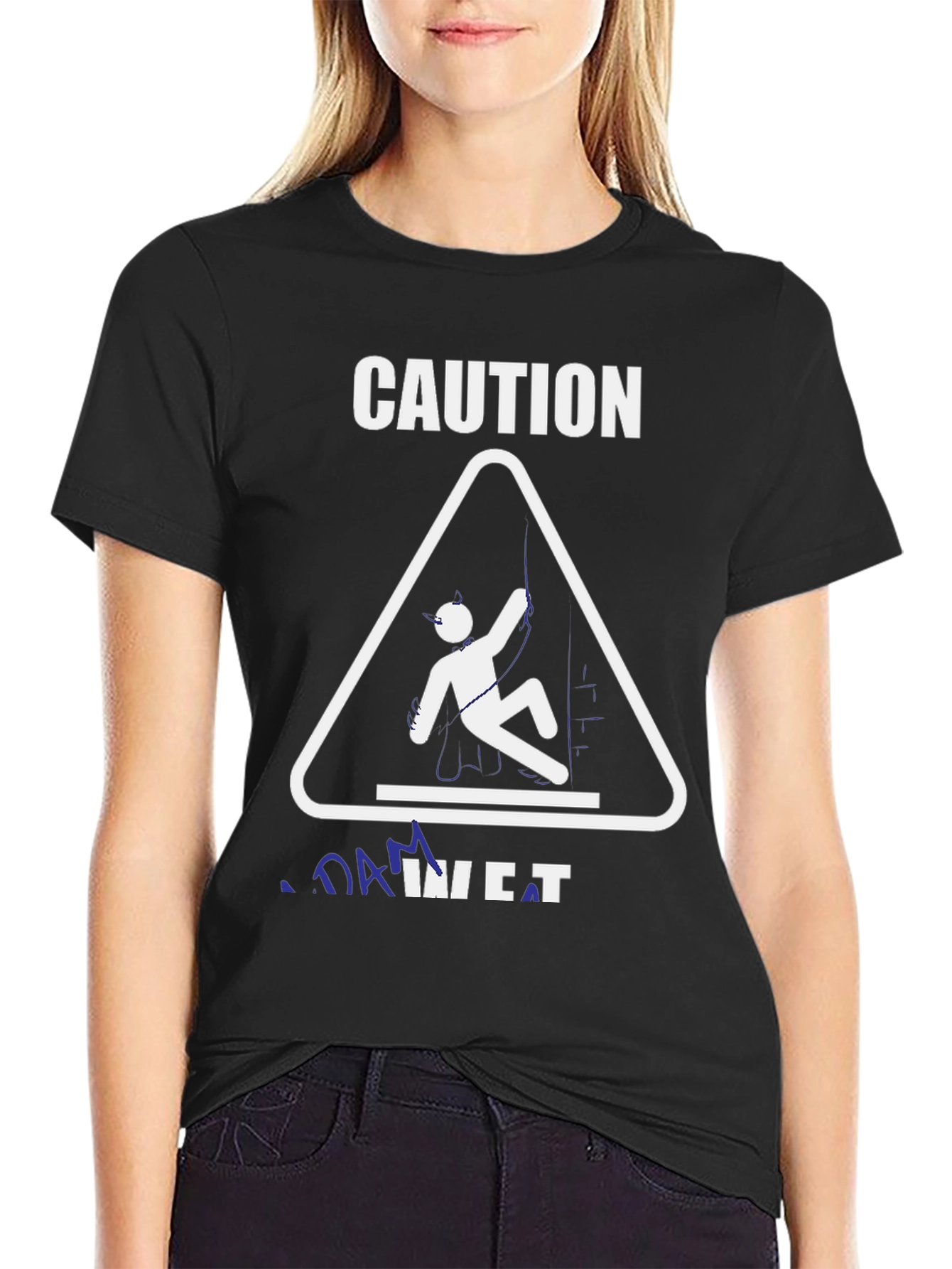 Caution Rock Climbing Black Graphic T-Shirt