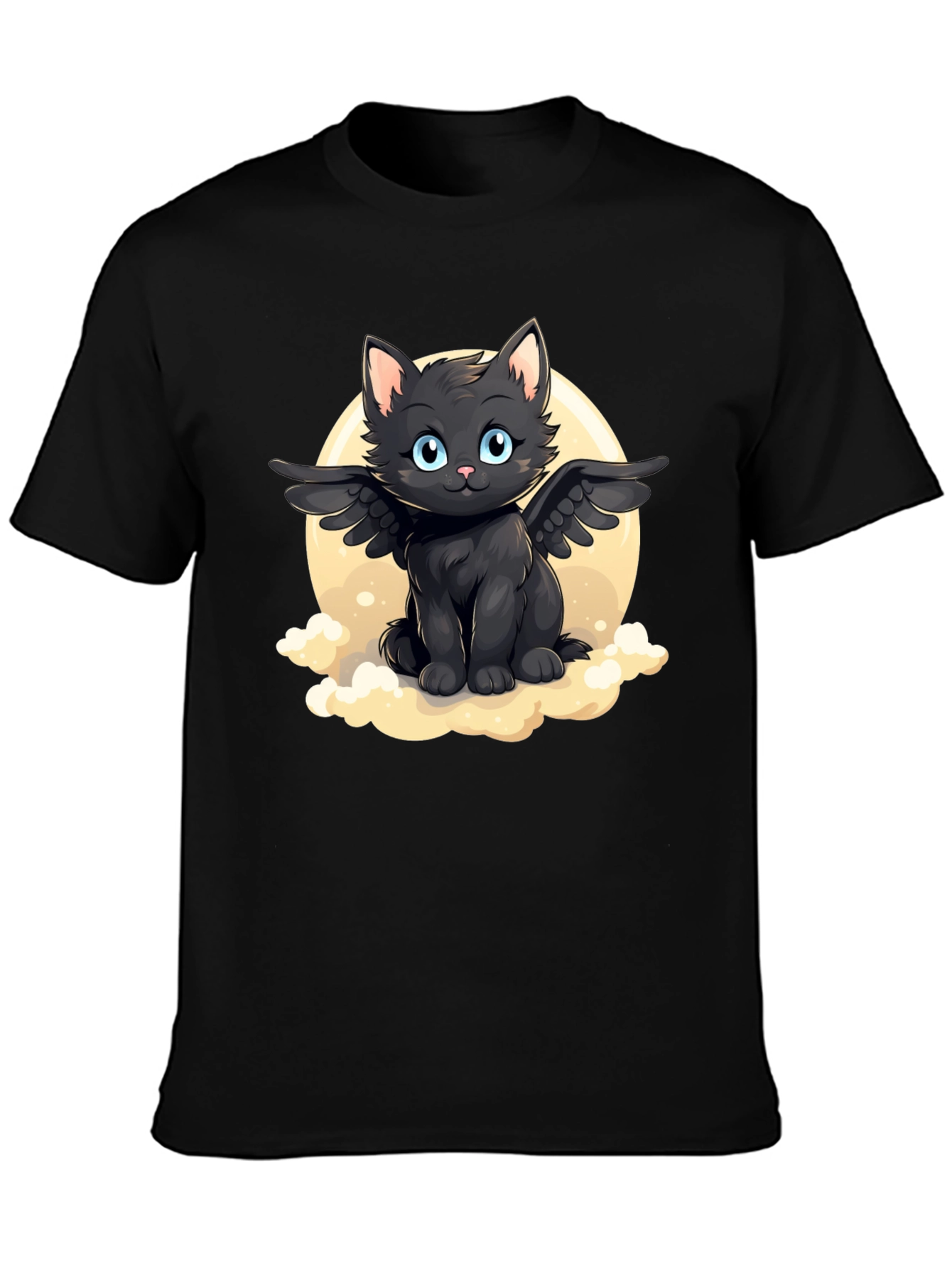 Whimsical Winged Black Cat T-Shirt