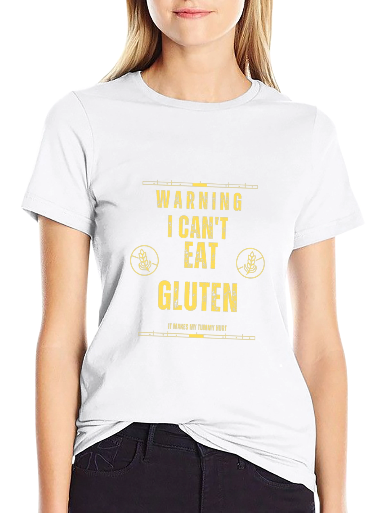 Warning: I Cant Eat Gluten Black T-Shirt