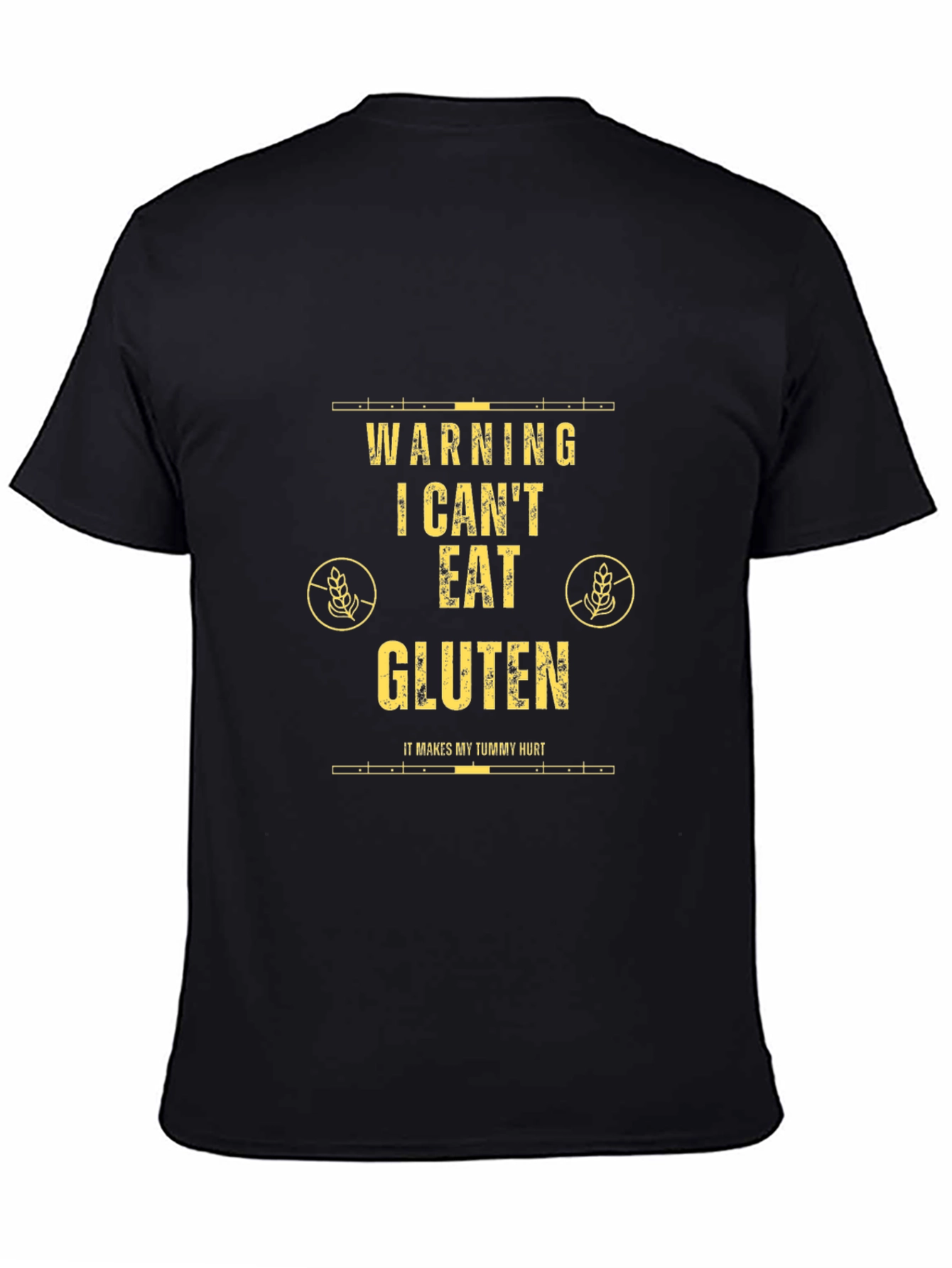 Warning: I Cant Eat Gluten Black T-Shirt