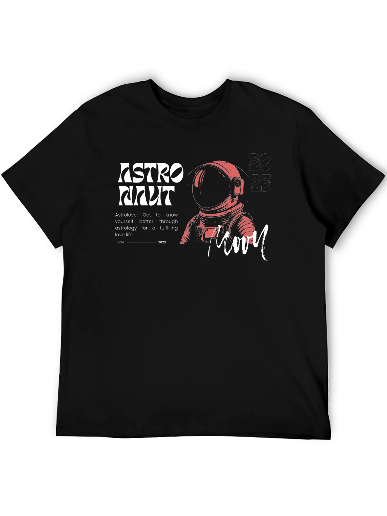 Astronaut Moon Graphic Tee - Black